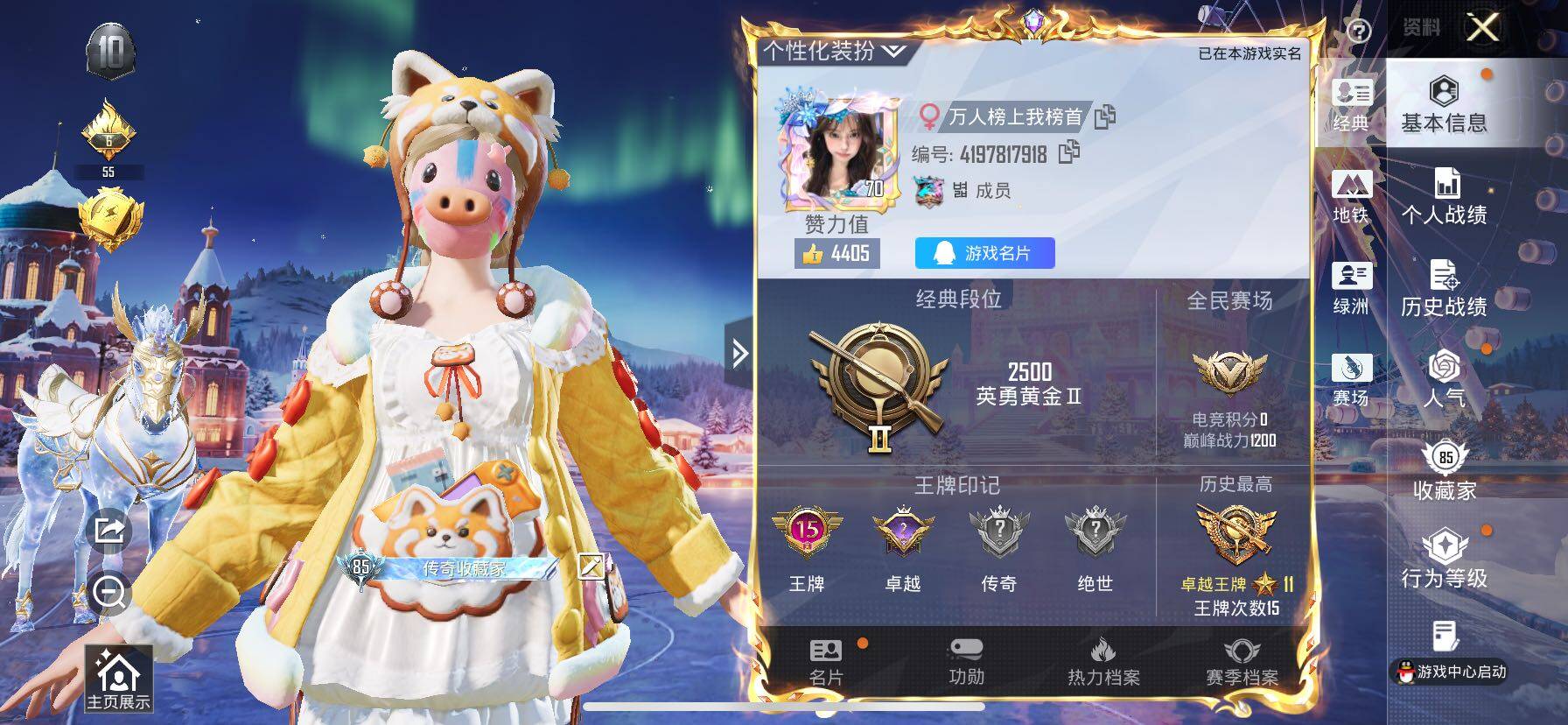 和平精英账号苹果QQ1载具-275套装-295枪皮-【公主号！2级梦海 新101 猪妹 放客 童趣 小狐 馨动 兔兔 猫