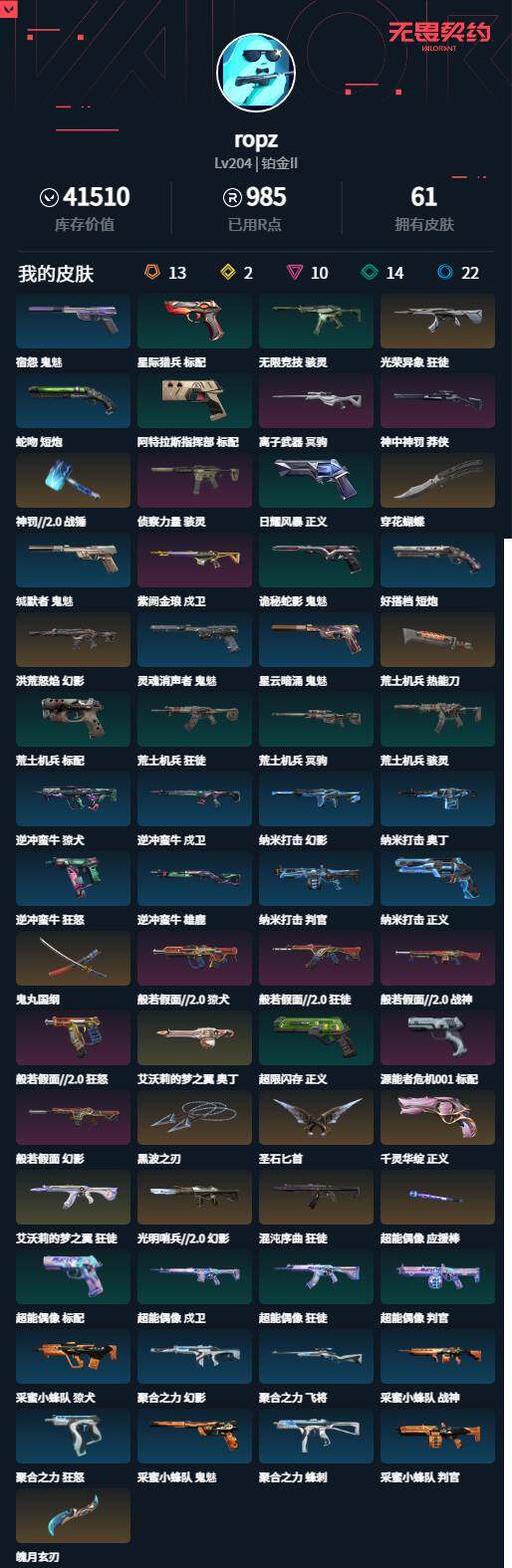 WWQLXY40107无畏契约账号详情图2