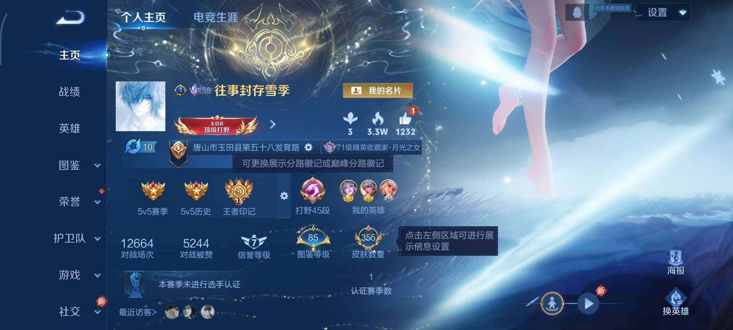 王者荣耀账号安卓QQ127英雄-355皮肤-【高性价比·银白咏叹调·拾光映像·碎月剑心·神罪·大耳狗之梦·黑崎一护·全皮