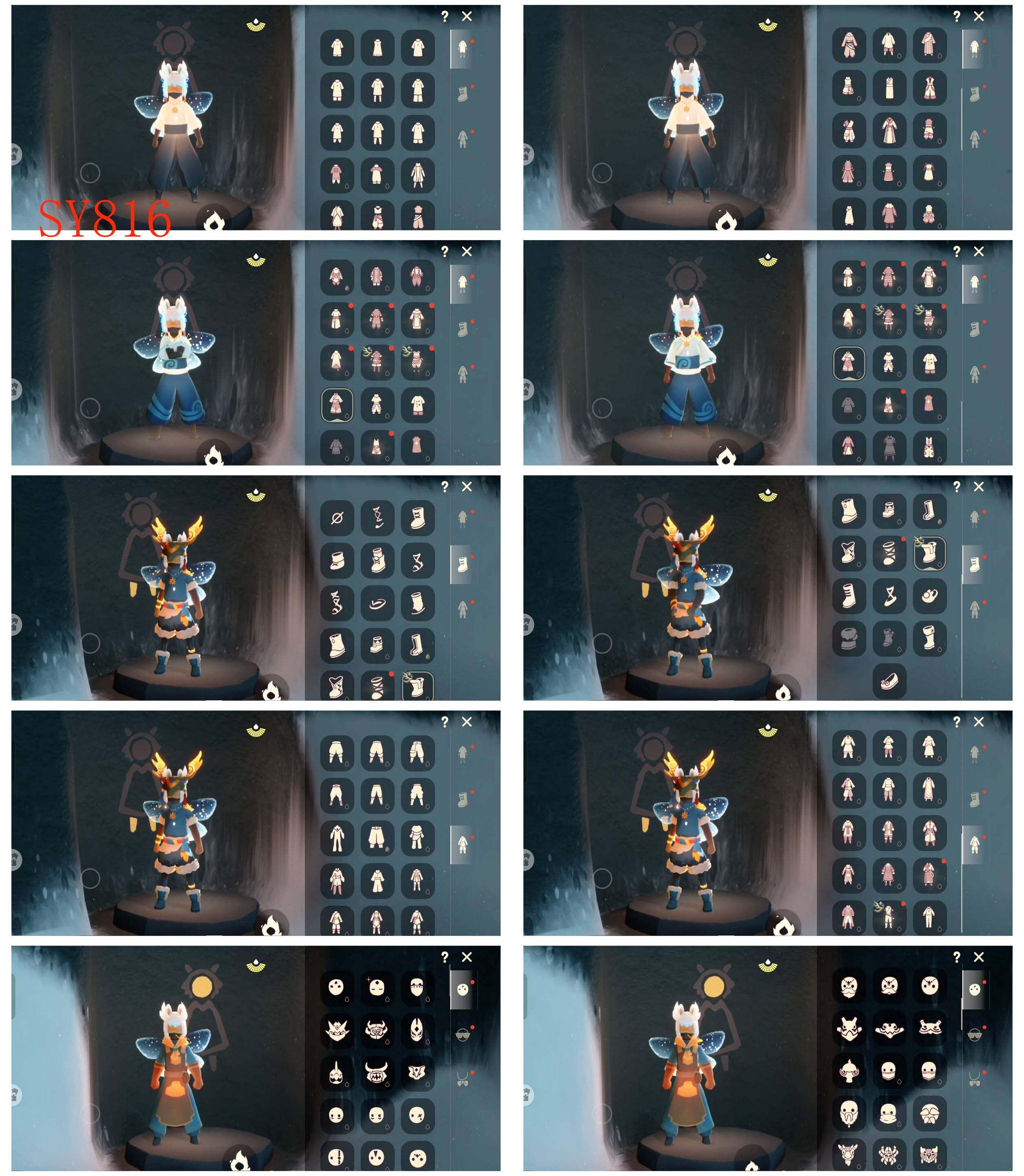 光遇账号华为渠道服22季12翼狗头透明蝶翼星球夹克蝙蝠斗白枭神鹿头饰圣诞鹿角王子围巾线框斗篷巫师帽详情看图，价格可刀
资源：蜡烛984    爱心 99   红烛 7  翼12
已毕业地图：全图毕业
毕业季节： 圣岛