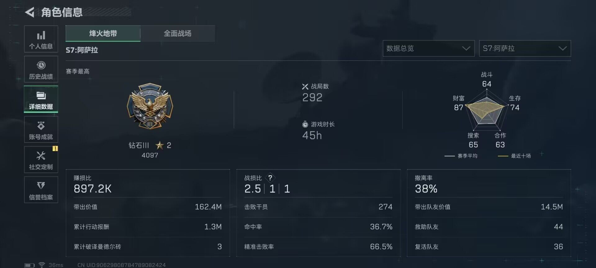 SJZQM46010三角洲行动账号详情图4