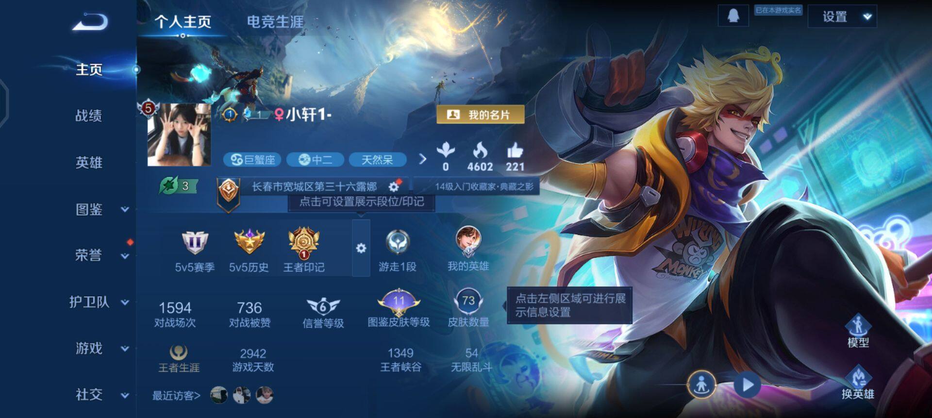 WZQM437140王者荣耀账号详情图3