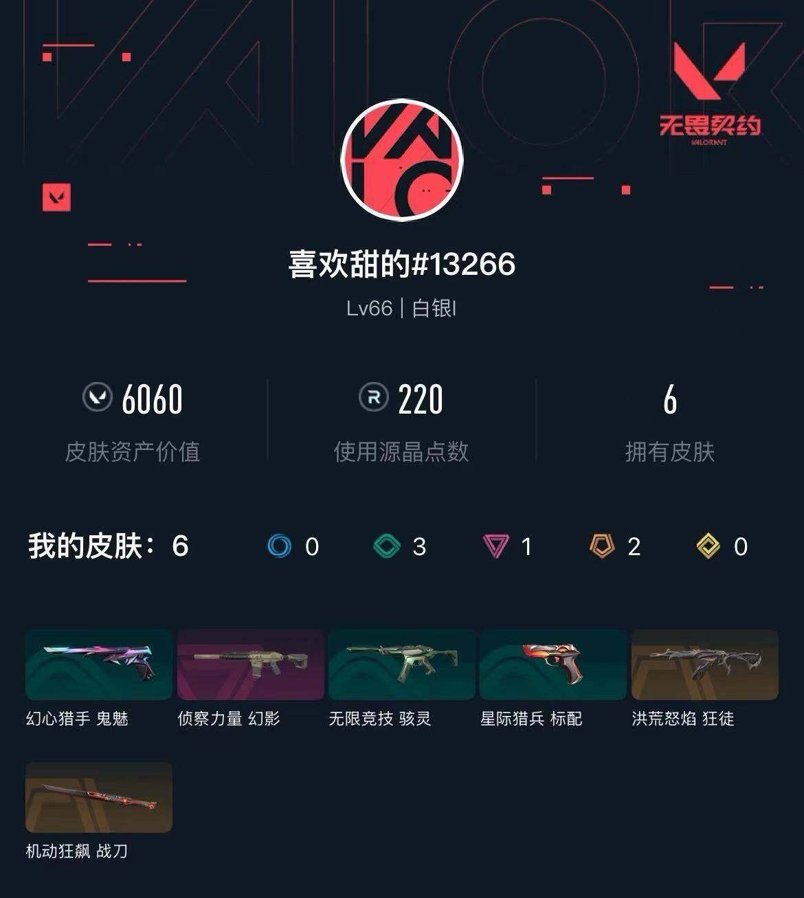 WWQXL43276无畏契约账号详情图3