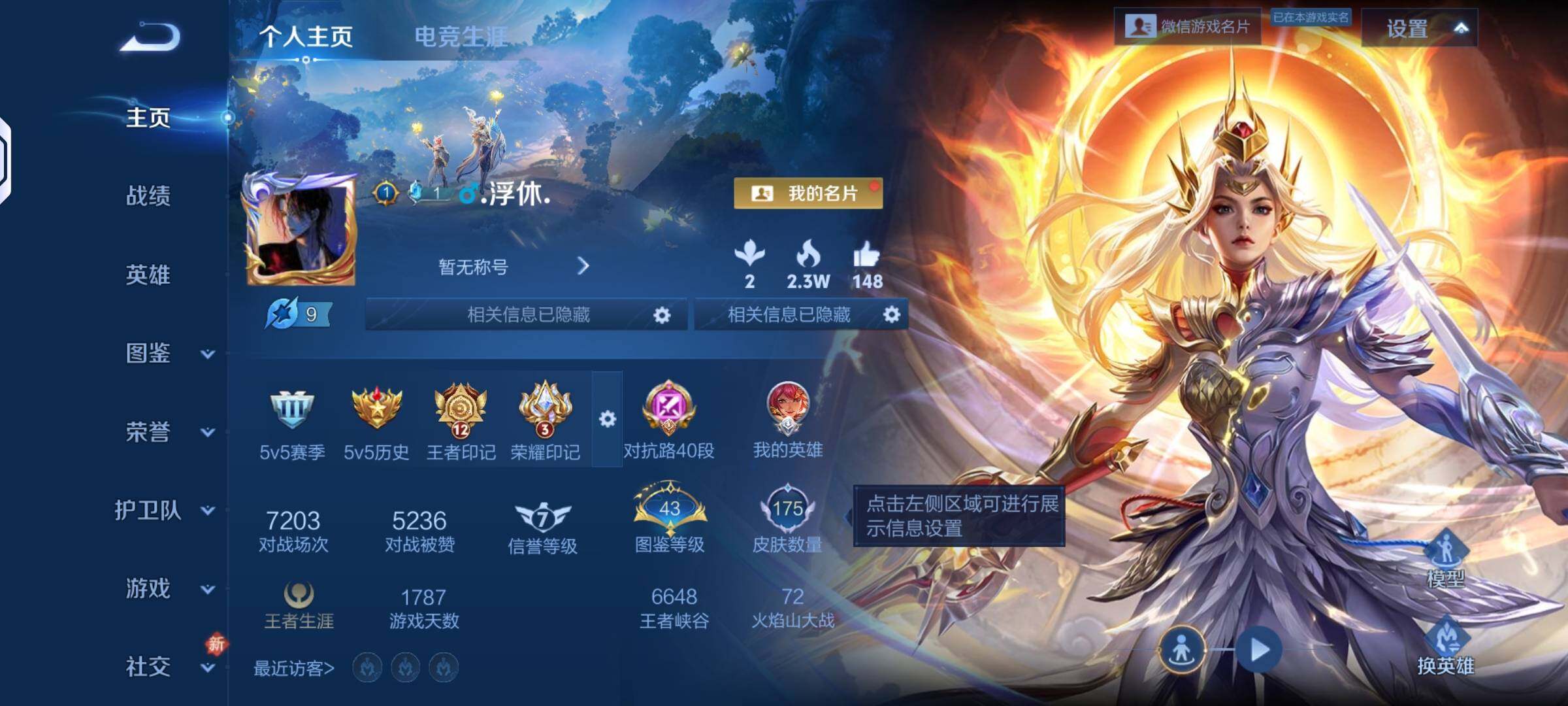 王者荣耀账号安卓VXJJ8818 可二 贵族7级 175皮1典藏6传说 2个性按键【荣耀典藏】：九霄神辉【优质限定皮肤】