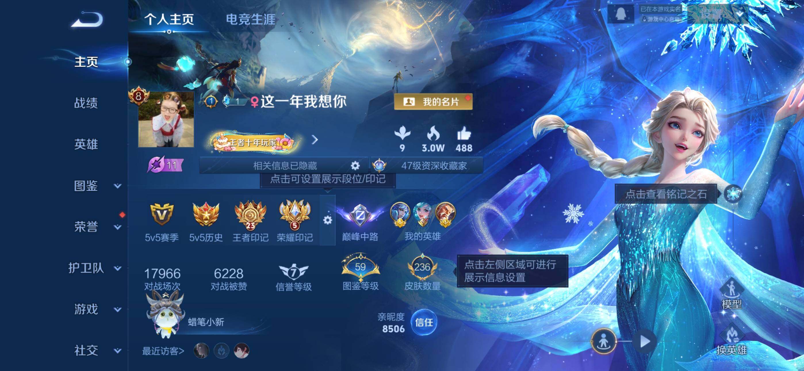 王者荣耀账号苹果QQ苹果QQ  贵族8 236皮 万战省标诸葛亮 怪盗基德 雪境奇遇1典藏1无双2珍品18传说
、果Q-