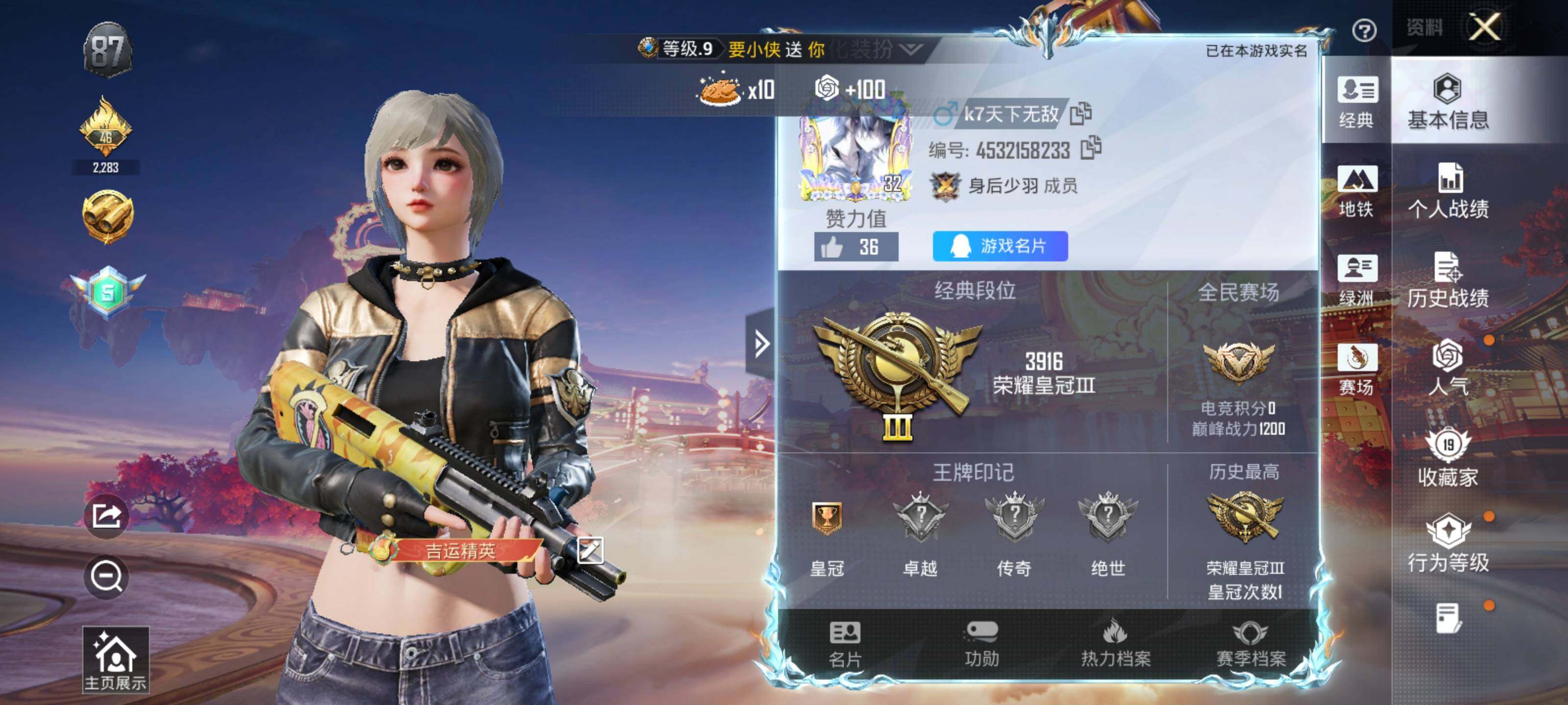 HPLX4106289和平精英账号详情图3