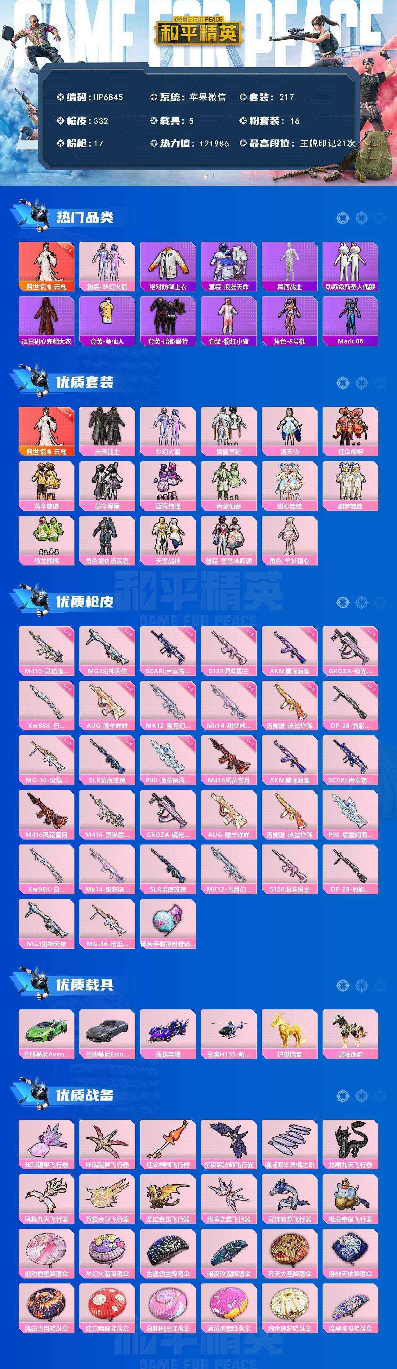 HPQM4136964和平精英账号详情图6