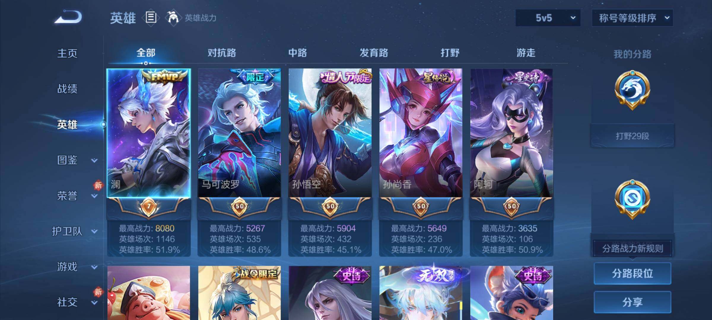 WZLX4241100王者荣耀账号详情图3