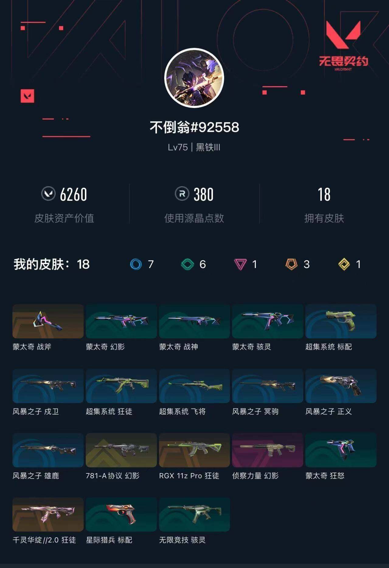 WWQXL423189无畏契约账号详情图3