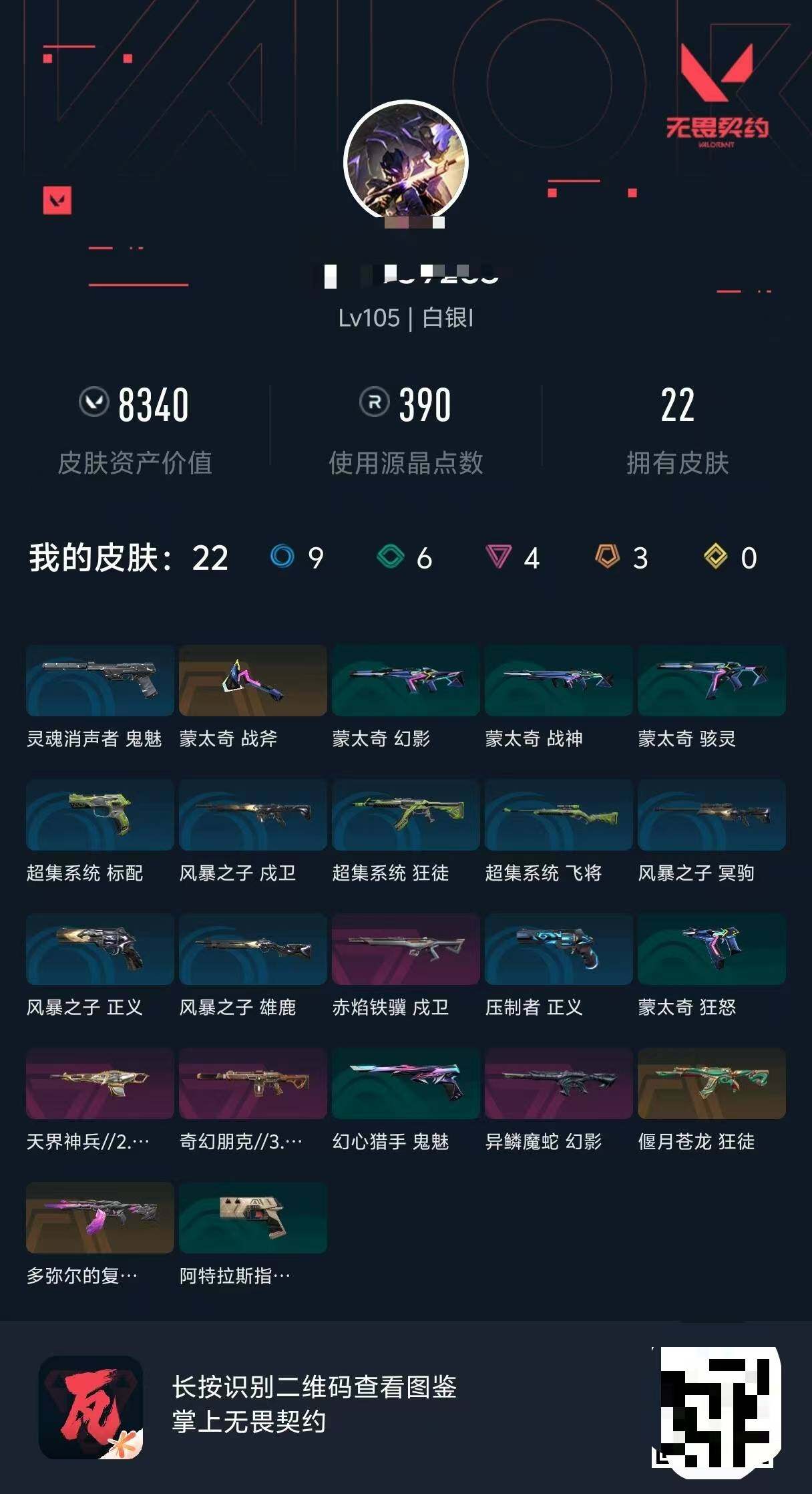 是本人 不可二次实名 段位:白银 4卓越 3终极 [武器皮肤]多弥尔的复仇 狂徒,狂徒-偃月苍龙,戍卫-赤焰铁骥,幻影-奇幻朋克3.0,幻影 异鳞魔蛇,奥丁-天界神兵2.0
