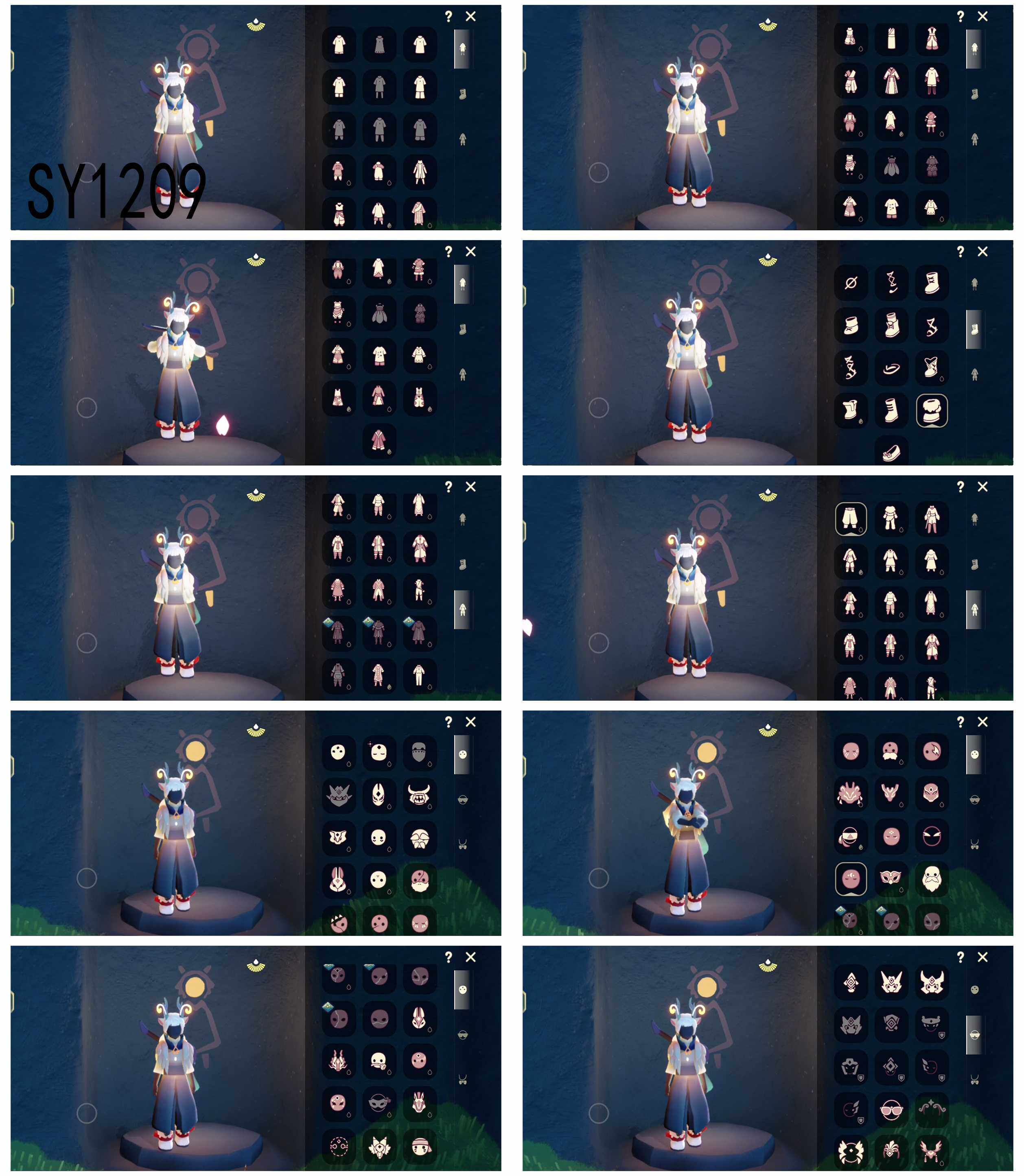 光遇账号安卓官服6季11翼武士裤虚荣正太头女巫发型樱花发型追忆季夜行季
【毕业物品】肩带，追忆之书，棕熊面具，绒毛斗篷，五塑彩带斗，五塑彩羽发，九色鹿飞天斗篷，九色鹿丝带裤，九色鹿丸子头，青鸟斗篷，青鸟面饰，蓝色毛