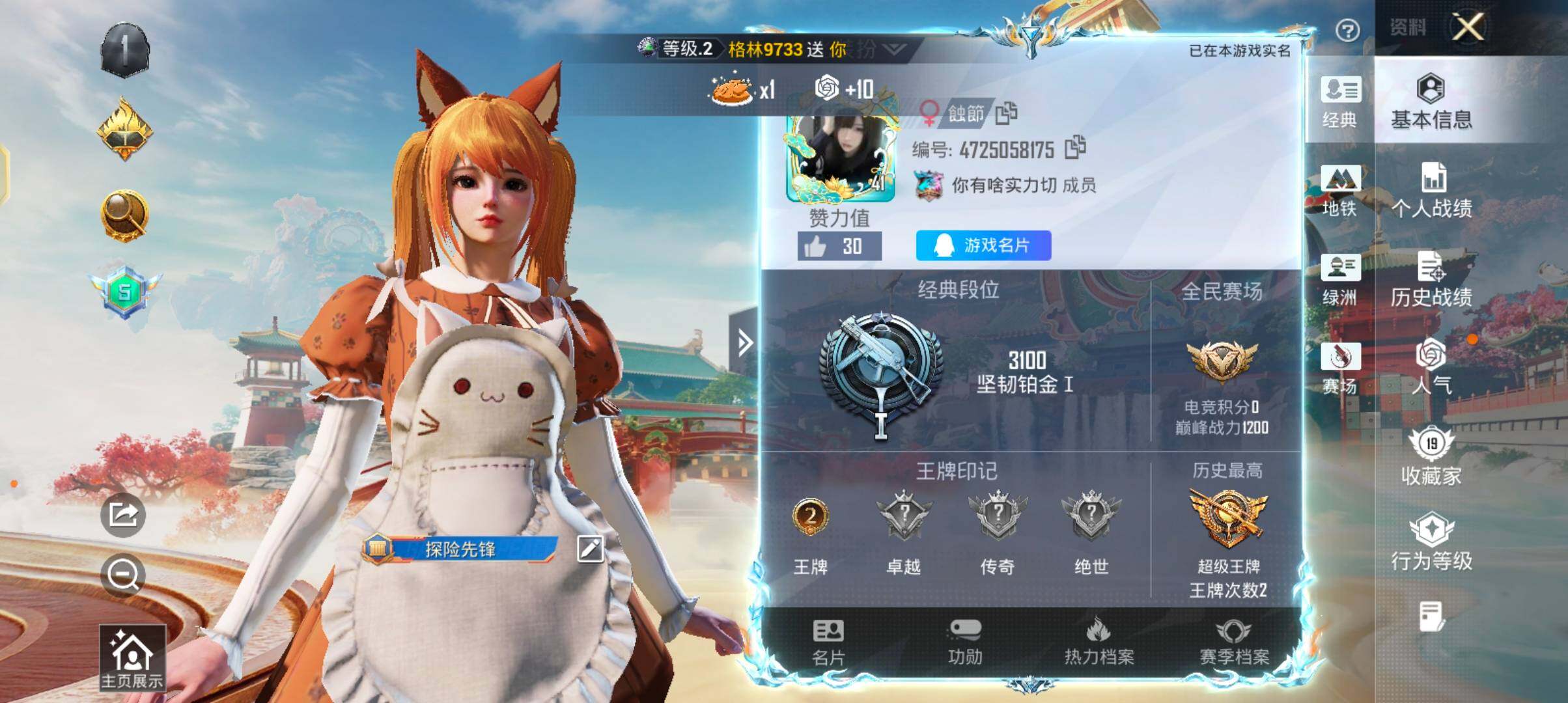 HPJZ4151767和平精英账号详情图5