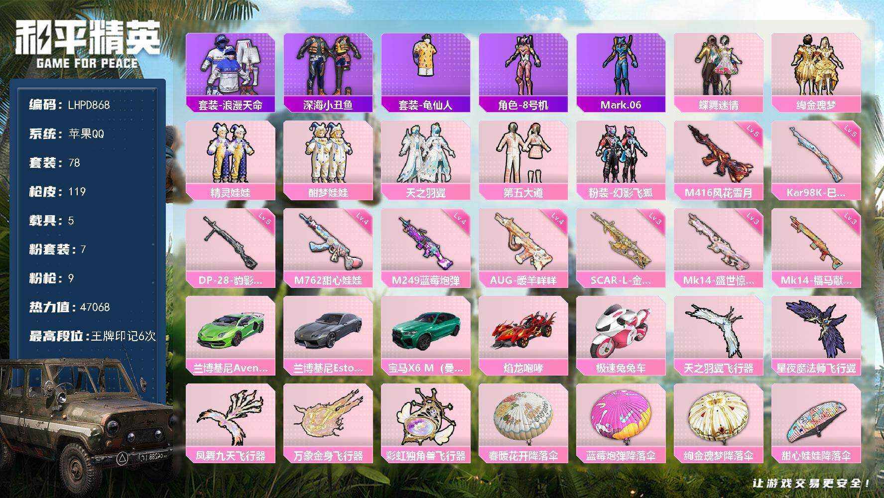 HPLX4165892和平精英账号详情图5 HPLX4165892和平精英账号详情图5