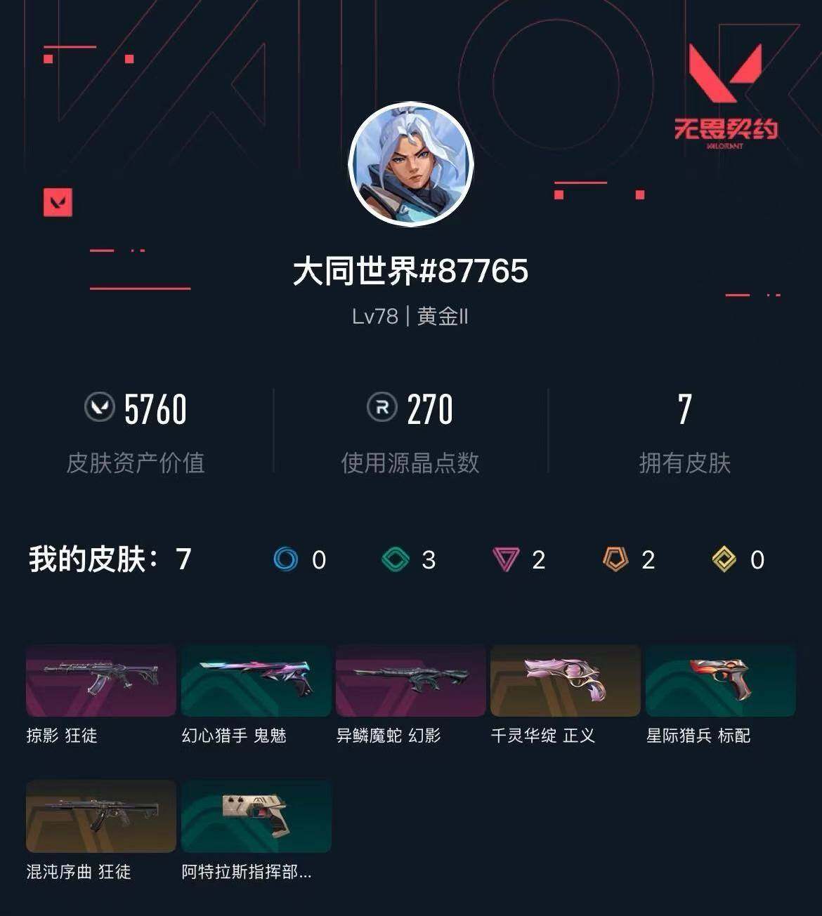 WWQXL429430无畏契约账号详情图3