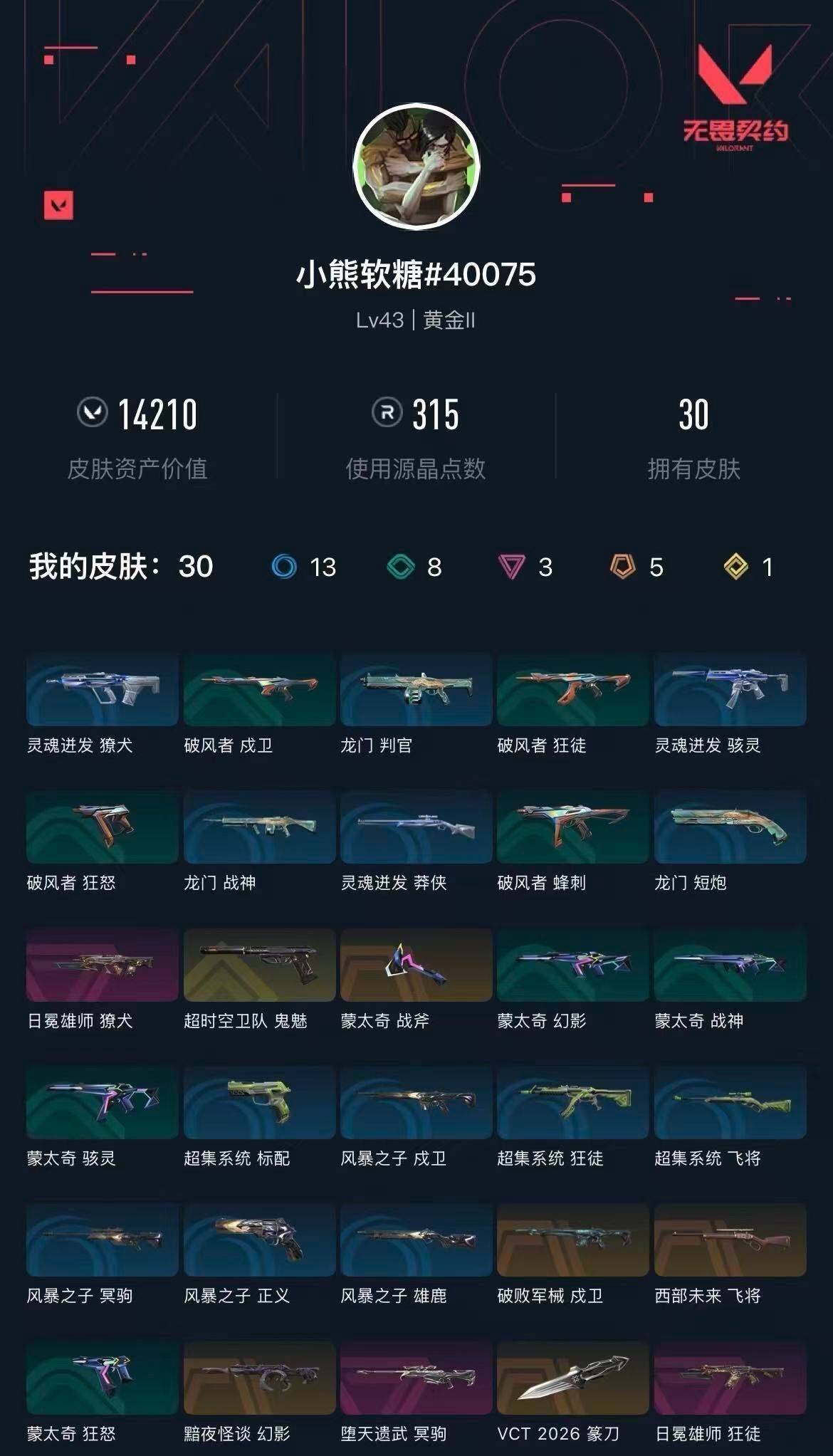 WWQXL430155无畏契约账号详情图3 WWQXL430155无畏契约账号详情图3