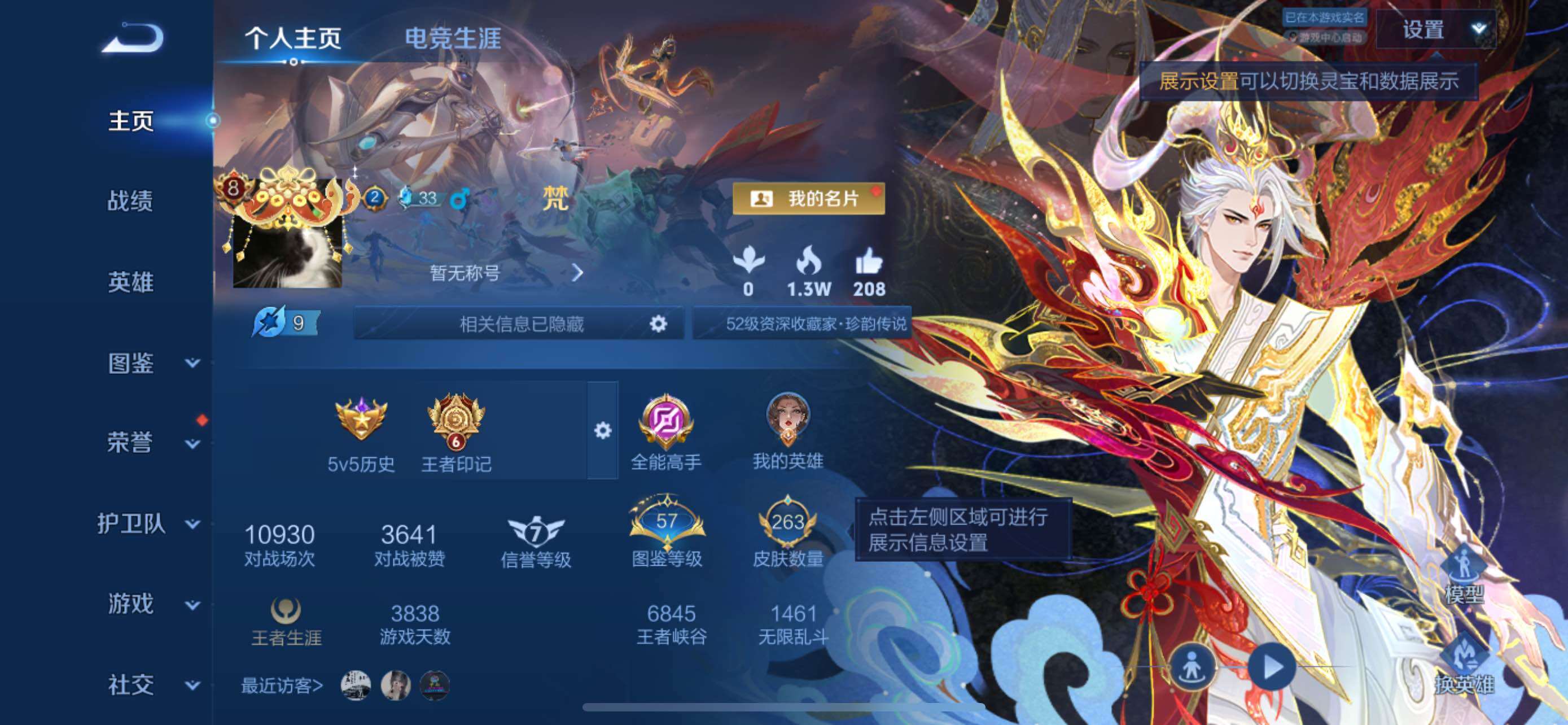 王者荣耀账号苹果QQ苹果Q-V8-至尊星耀III段位-130英雄-263皮肤-1典藏皮肤-1典藏英雄-1珍品传说-17传