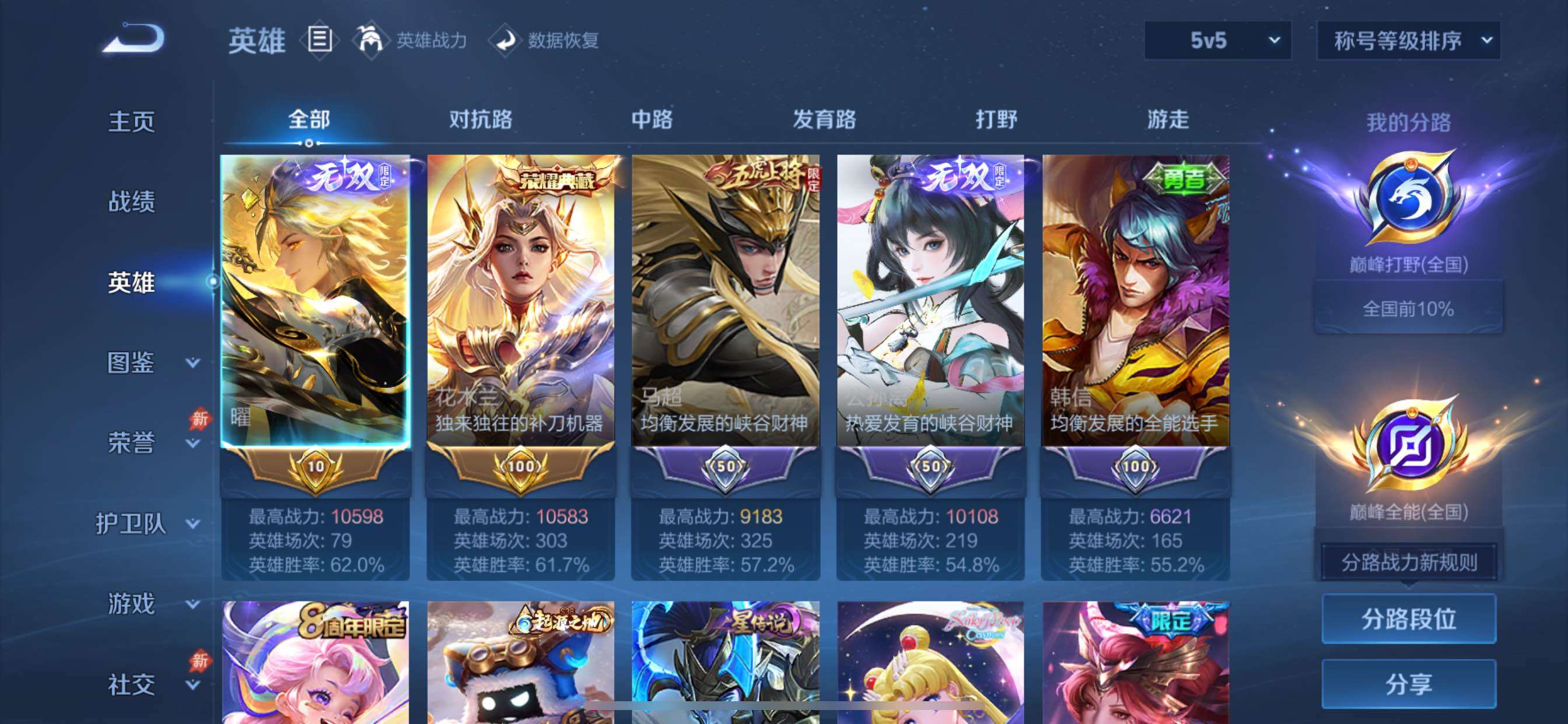 【店铺主推·高质量v10·2典藏·4无双·2星传说·41传说·404皮肤·3天幕·42按键·106个性戳戳·金标万战曜·金标万战木兰·万战公孙离·准万战马超·无双李白韩信公孙离曜·典藏花木兰孙悟空·