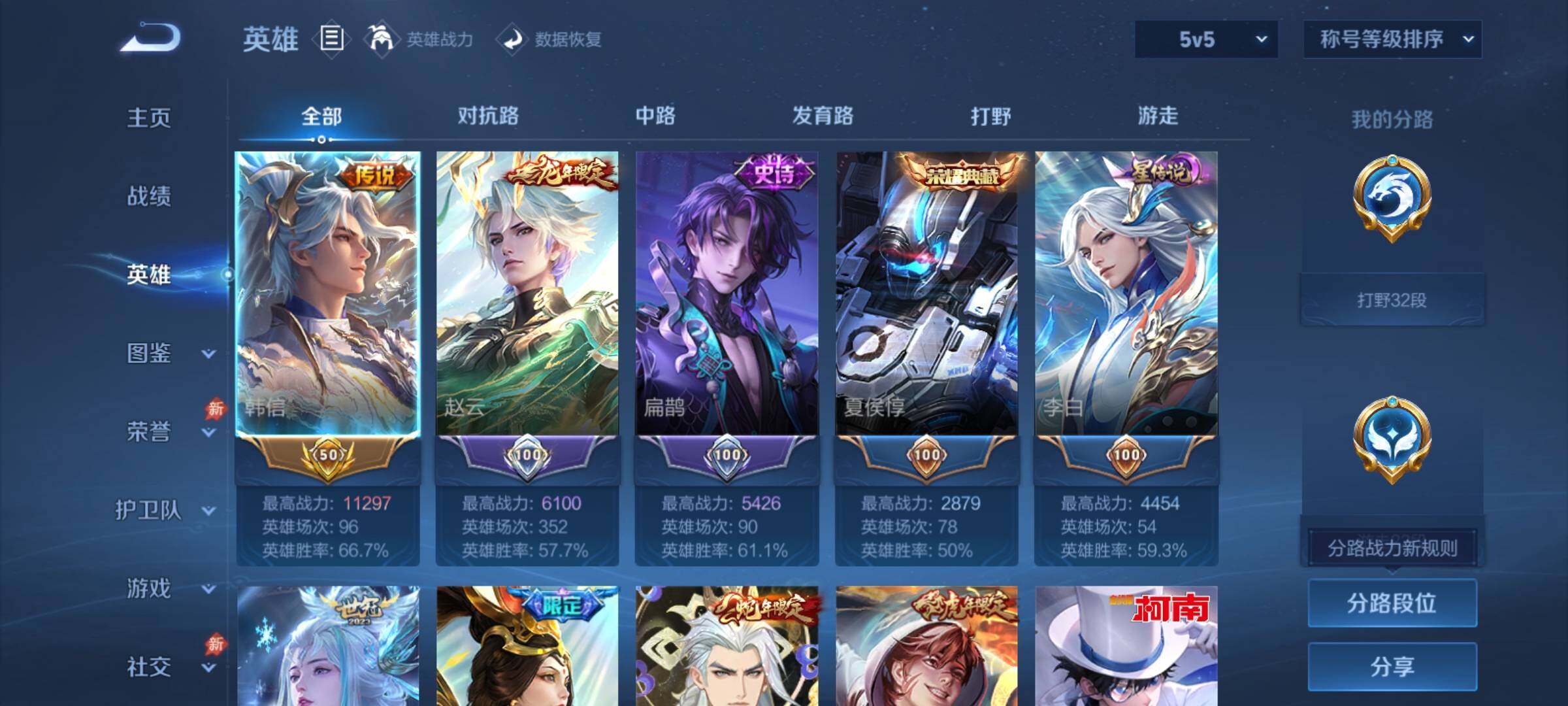 PX_2676721-可换绑【顶级无双v11流光积分12w·慕夏全套·省标韩信1.1w·满无双·满珍品·满传说·满生肖限定·2典藏小兵·超多天幕星传说·贵族积分58w】，113按键，16星传