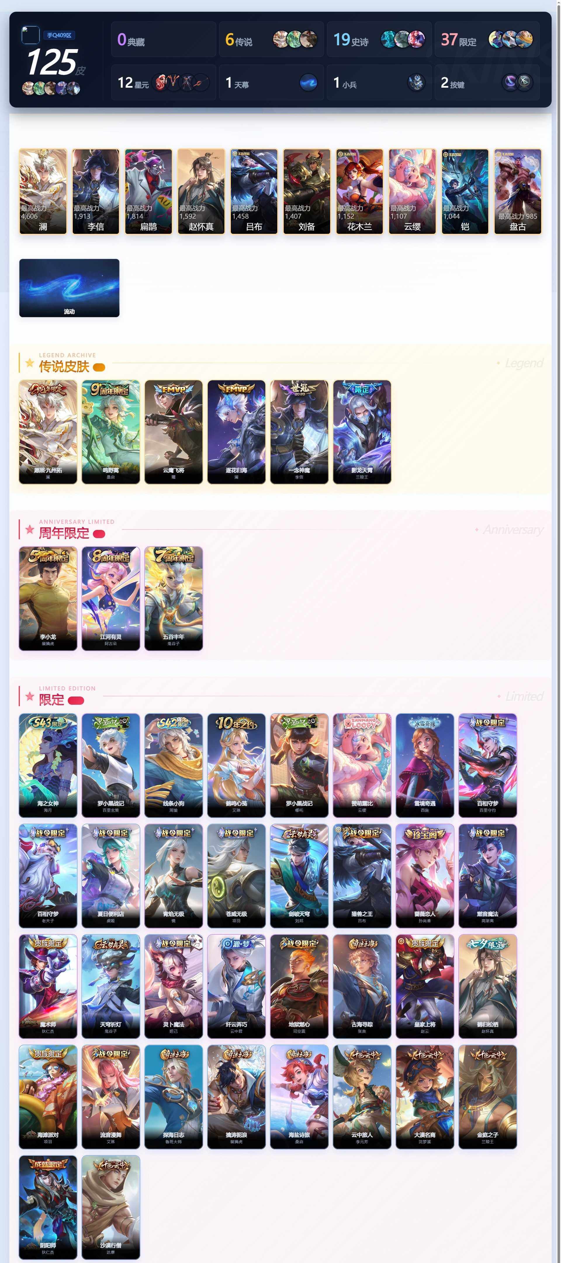 【精品推荐·影龙天霄·愿照九州拓·一念神魔·流动天幕·无二次】YXw36478-安卓Q-125英雄-125皮肤-贵族积分1w【贵族6】【6传说·1天幕·2按键】【因赛季更新游戏段付以上号为准!】
【