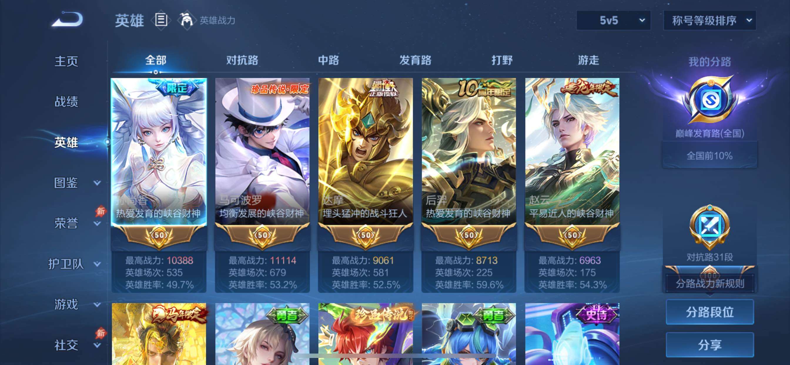 【可二次·店长推荐无双v10·7.1w流光积分·主页神骥仙使·4典藏·1珍品无双·8无双·11珍品·5星传说·57传说·满马年限定·6天幕】YXw36533-苹果Q-129英雄-391皮肤-12王者