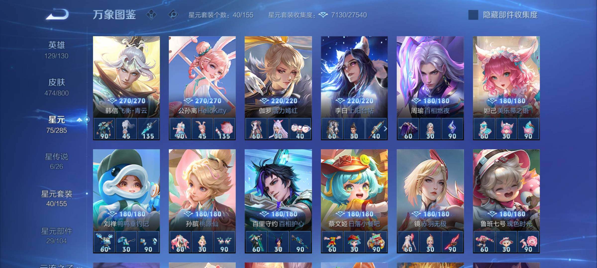 PX_2678696-可换绑【精品v10推荐·满珍品·诸葛亮李白4典藏·李白韩信3无双·美少女战士·全套·19w贵族积分·6星传说】 6星传说 1天幕 44按键 36戳戳 12王者印记 满级