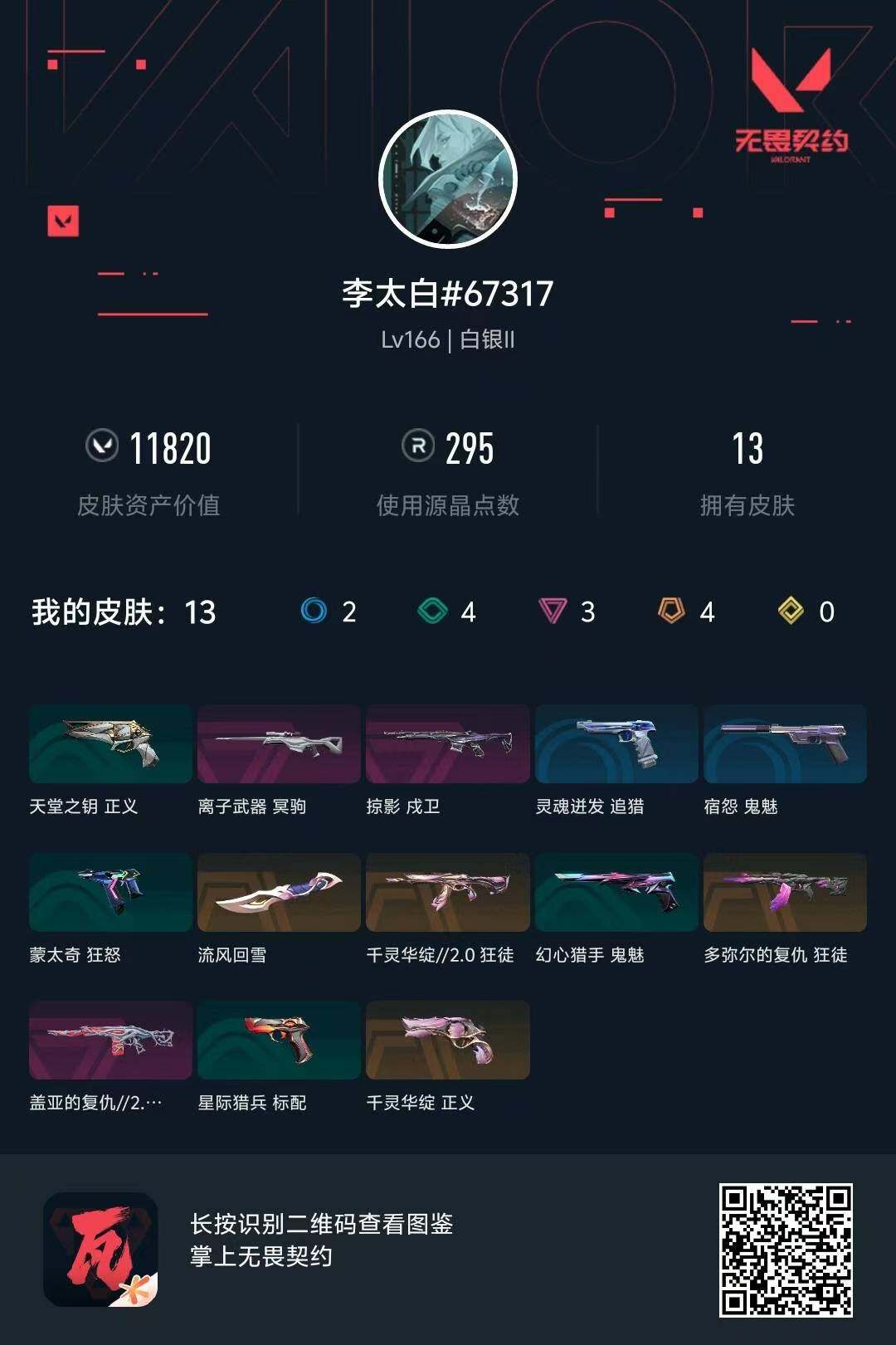 【英雄】：炼狱，捷风，雷兹，不死鸟，贤者，猎枭，芮娜，夜露，禁灭，迷核
【近战武器】：近战武器-流风回雪
【狂徒】：狂徒-多弥尔的复仇，狂徒-千灵华绽//2.0
【幻影】：幻影-盖亚的复仇//2.0