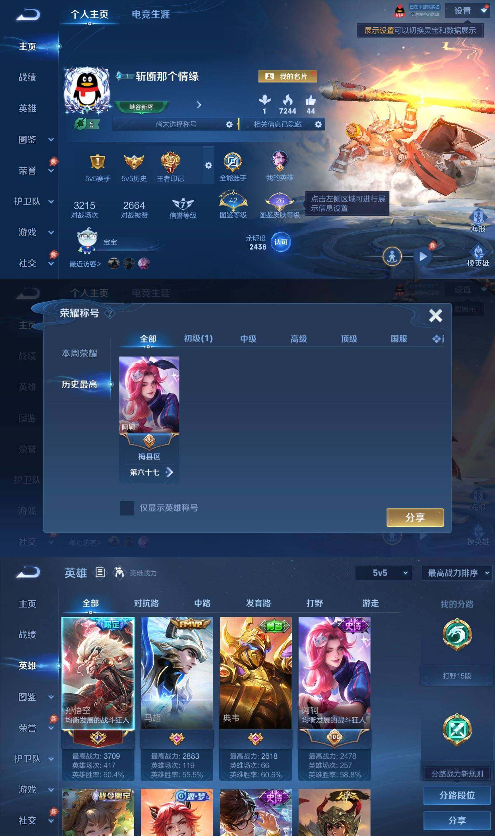 WZPX4451915王者荣耀账号详情图2 WZPX4451915王者荣耀账号详情图2