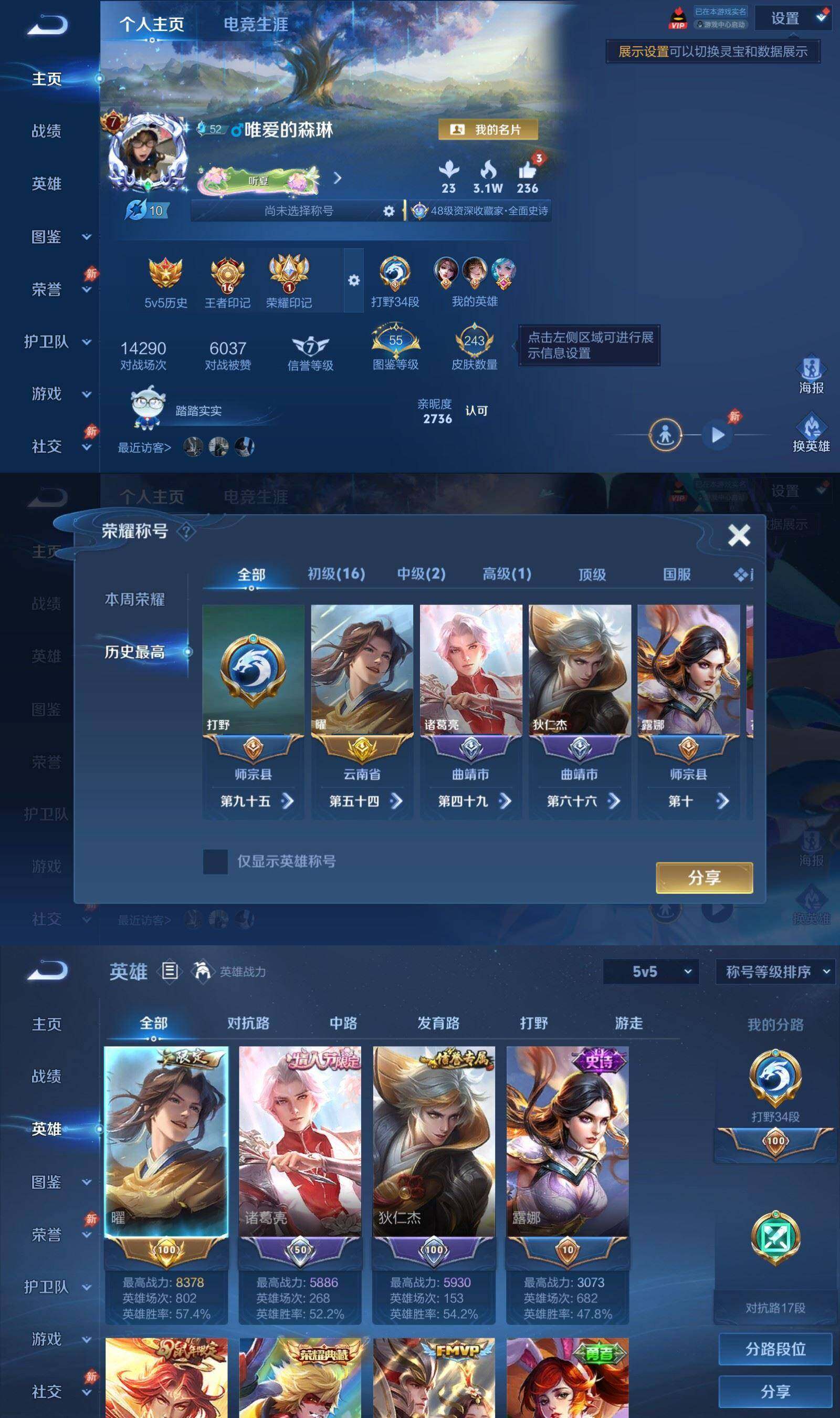 WZPX4564023王者荣耀账号详情图2 WZPX4564023王者荣耀账号详情图2
