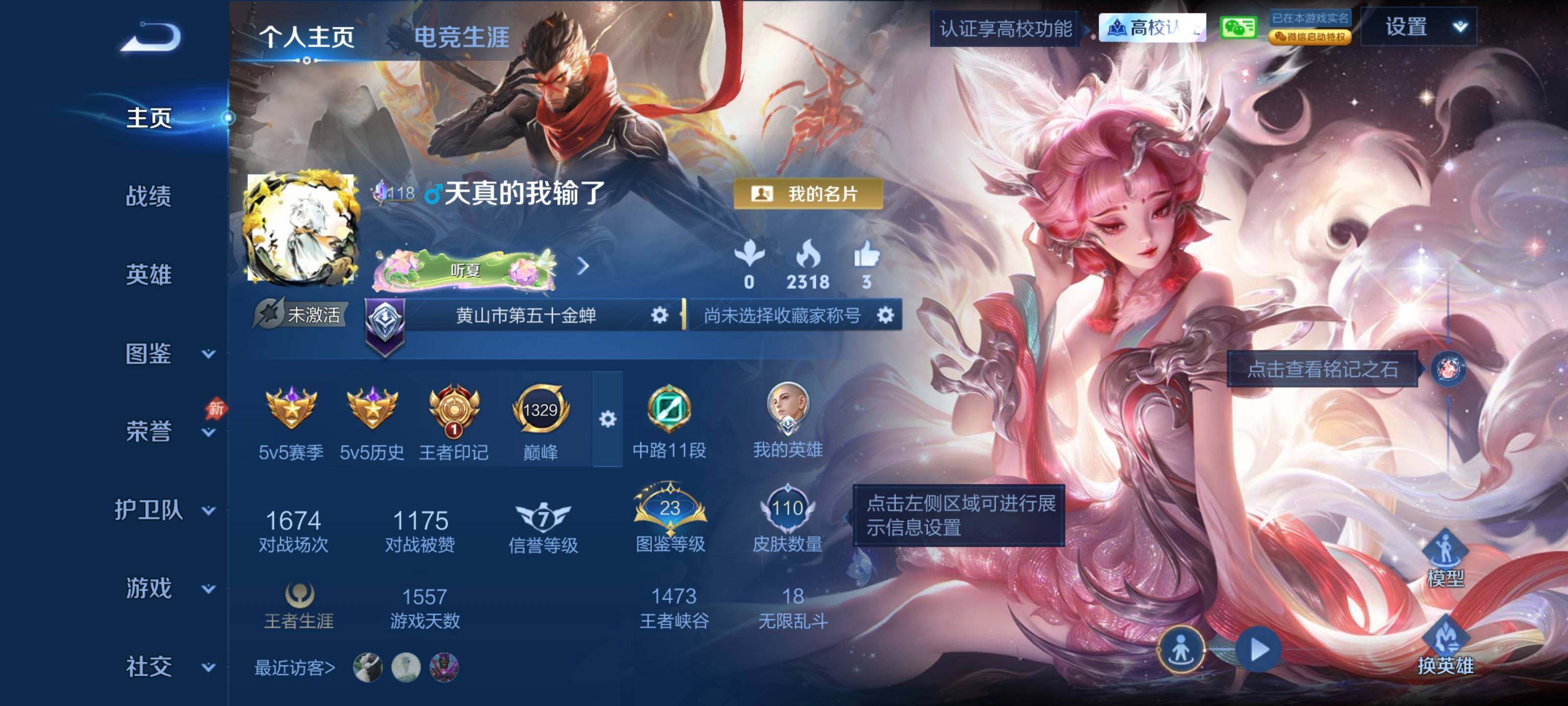 王者荣耀账号安卓VXPG306 贵族6级 无二 110皮肤 1无双 4传说 3个性按键【无双】妲己-青丘九尾【传说】百里守约-暗夜巡卫 后羿-神树通天 桑启-鸣野蒿 赵云-淬星耀世