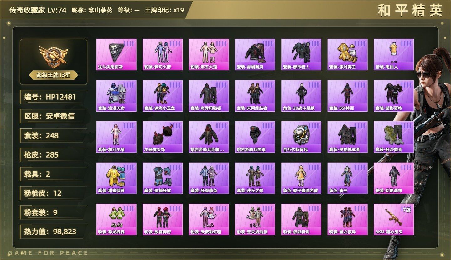 (9粉装-12粉枪-2载具)-赤蜴/幻影战神/恐龙拽拽/放客神游/第五大道/天使彩虹糖/宝贝奶油派/极限特训/火箭少女/星之彼岸/AKM甜心宝贝七级/M4五爪金龙七级/狗杂旋转彩虹六级/SCARL云端童话五级/AA12G其乐融融五级/Mk14福马献瑞五级/AKS74U森灵之息五级/DP28豹影疾电五级/玛莎拉蒂(蓝)/特斯拉ModelX(冷光银)没战神框HP12481-1粉色飞行器-98823