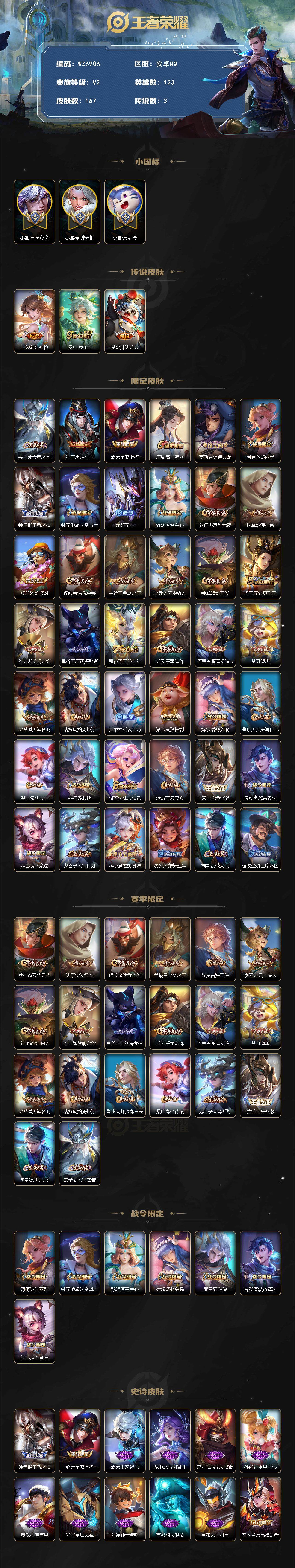 WZXS3447165王者荣耀账号详情图2