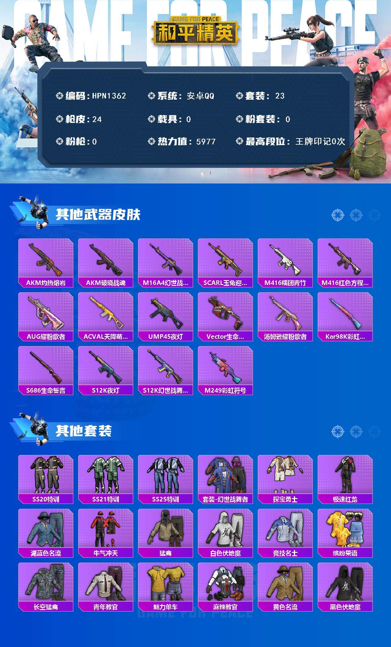 HPEY3418317和平精英账号详情图2 HPEY3418317和平精英账号详情图2