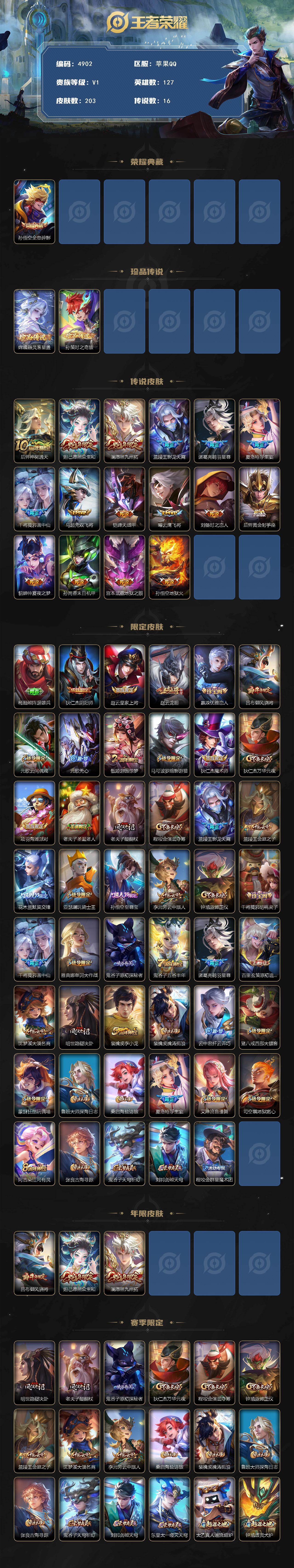 WZLX4333870王者荣耀账号详情图2