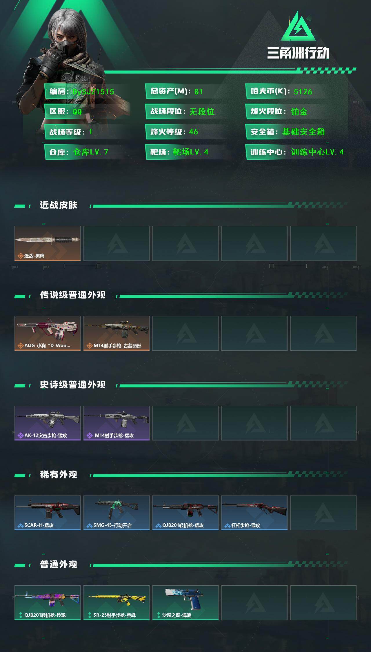 SJZYYT4130510三角洲行动账号详情图2 SJZYYT4130510三角洲行动账号详情图2