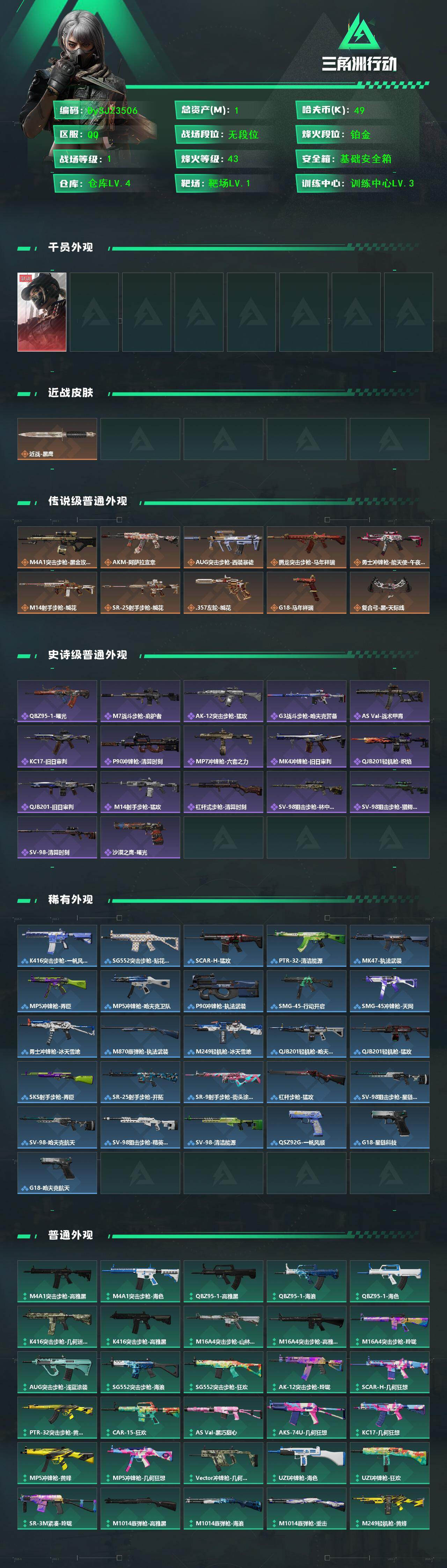 SJZYYT4193924三角洲行动账号详情图2 SJZYYT4193924三角洲行动账号详情图2