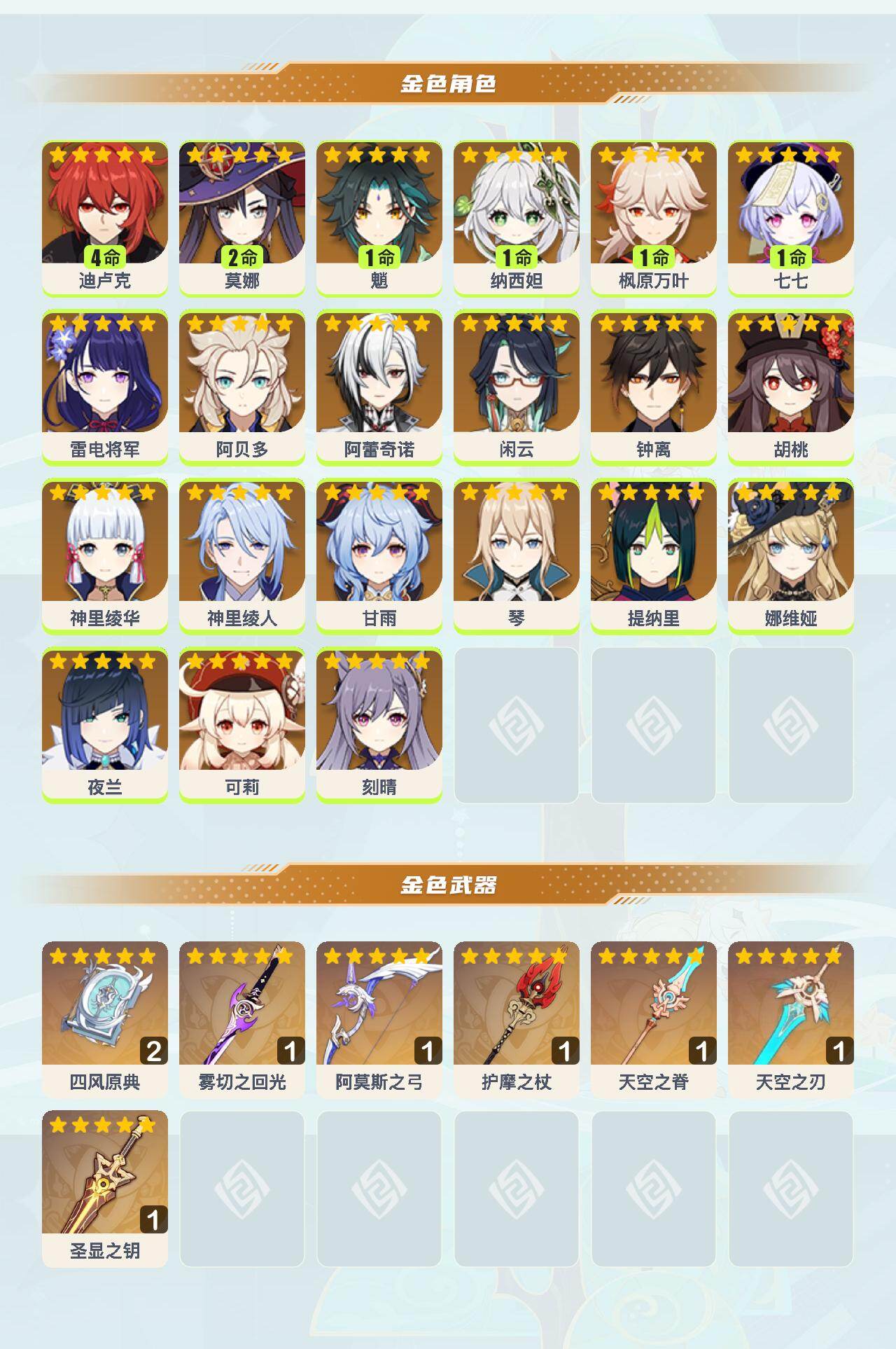 YSEY49591原神账号详情图3 YSEY49591原神账号详情图3