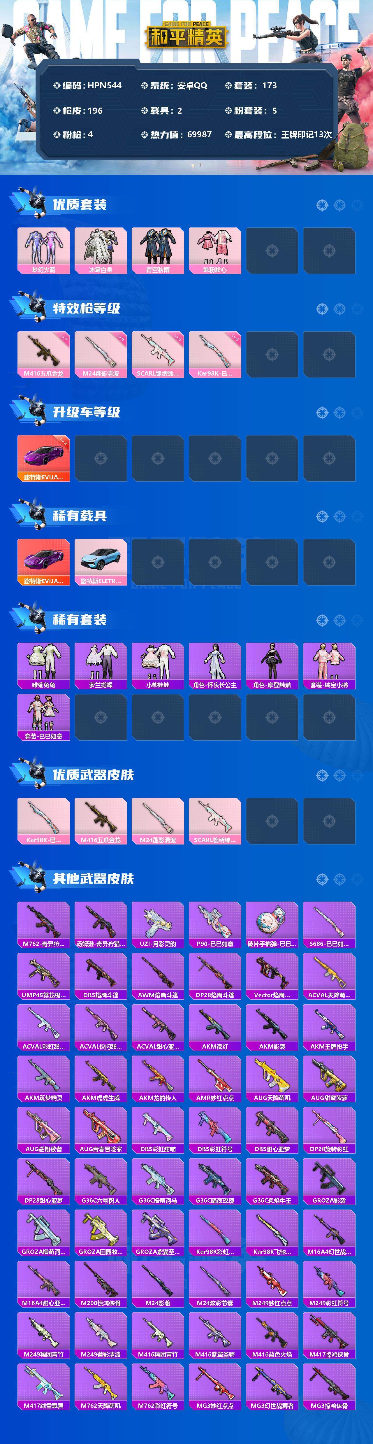 HPEY3186436和平精英账号详情图2 HPEY3186436和平精英账号详情图2