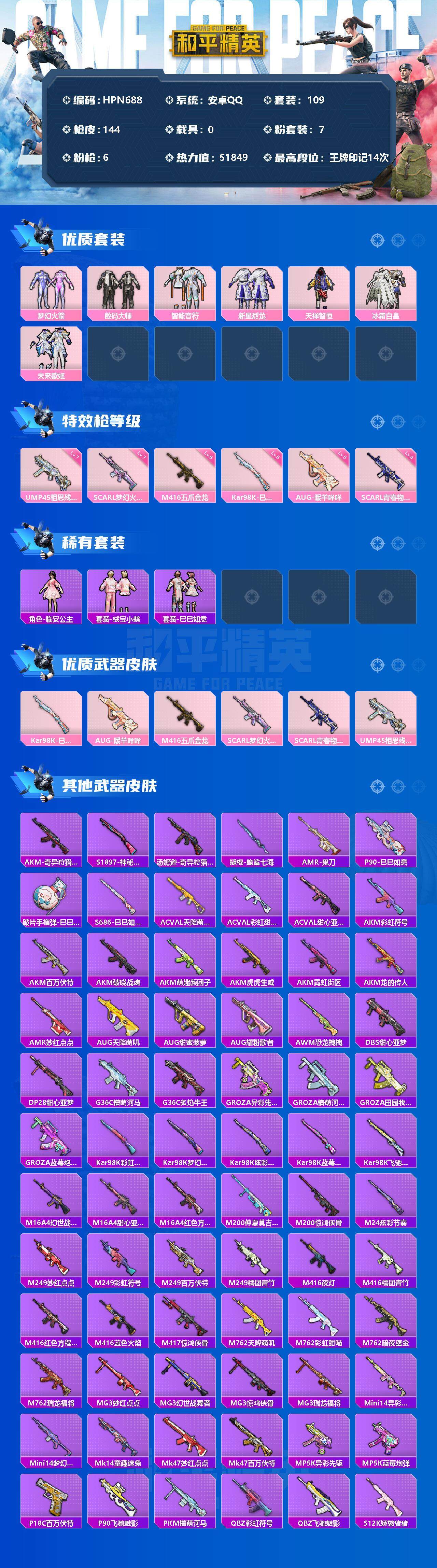 HPEY3253896和平精英账号详情图2 HPEY3253896和平精英账号详情图2