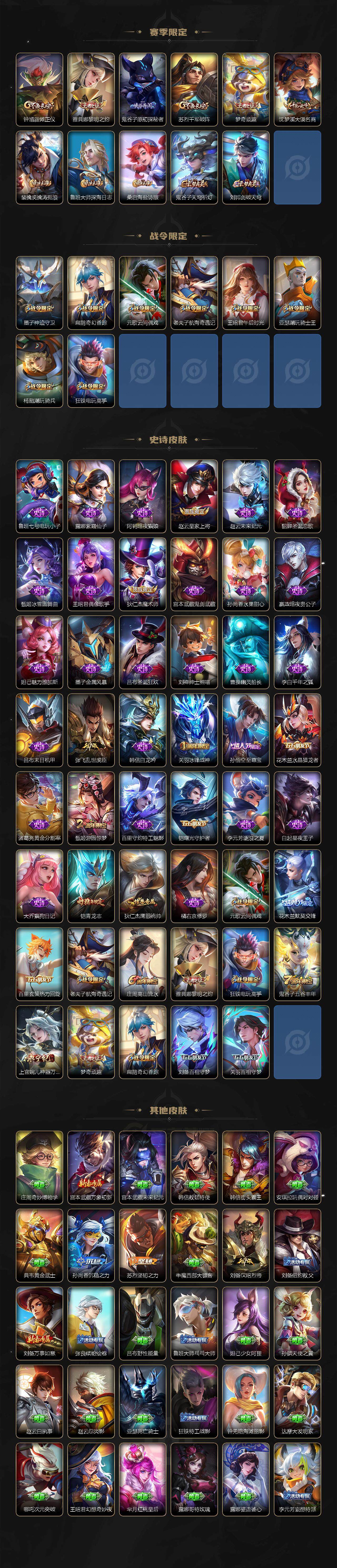 【WZF5369】贵族7/皮肤213/典藏1/传说23/史诗46/英雄122/诸葛亮_星域神启/妲己_青丘·九尾/艾琳_女武神/狂铁_特工战影/孙悟空_地狱火/宫本武藏_地狱之眼/孙尚香_末日机甲/