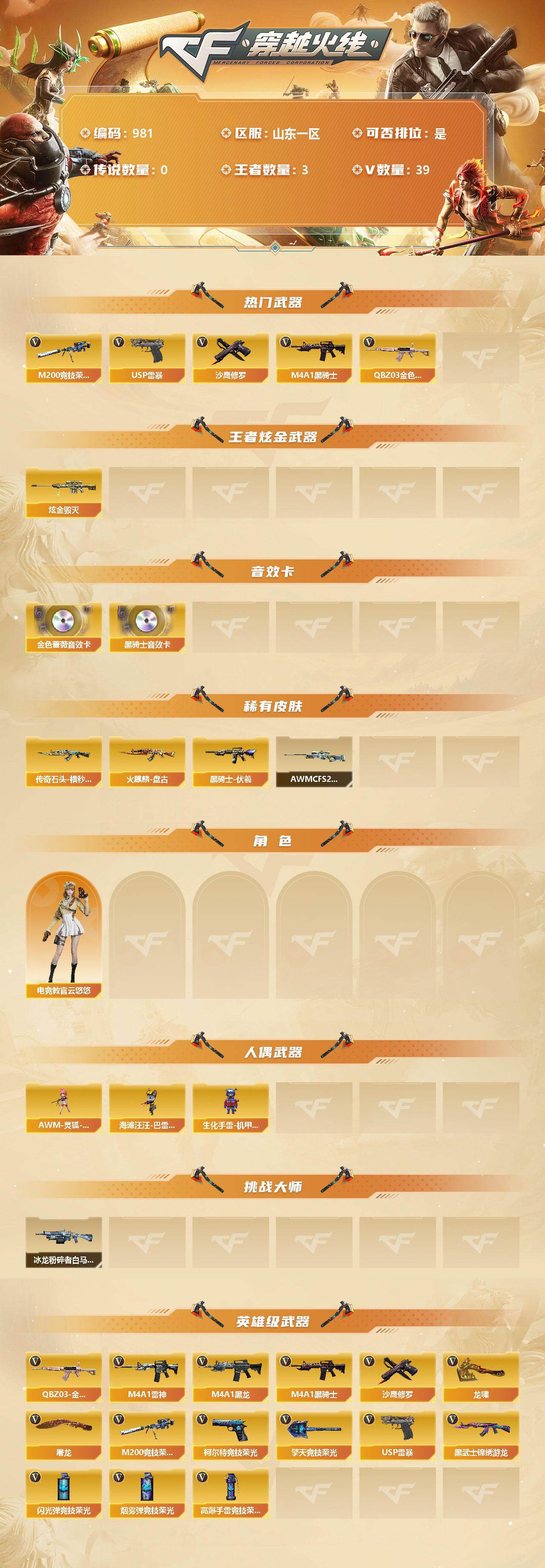 CFSSW317335穿越火线账号详情图2 CFSSW317335穿越火线账号详情图2