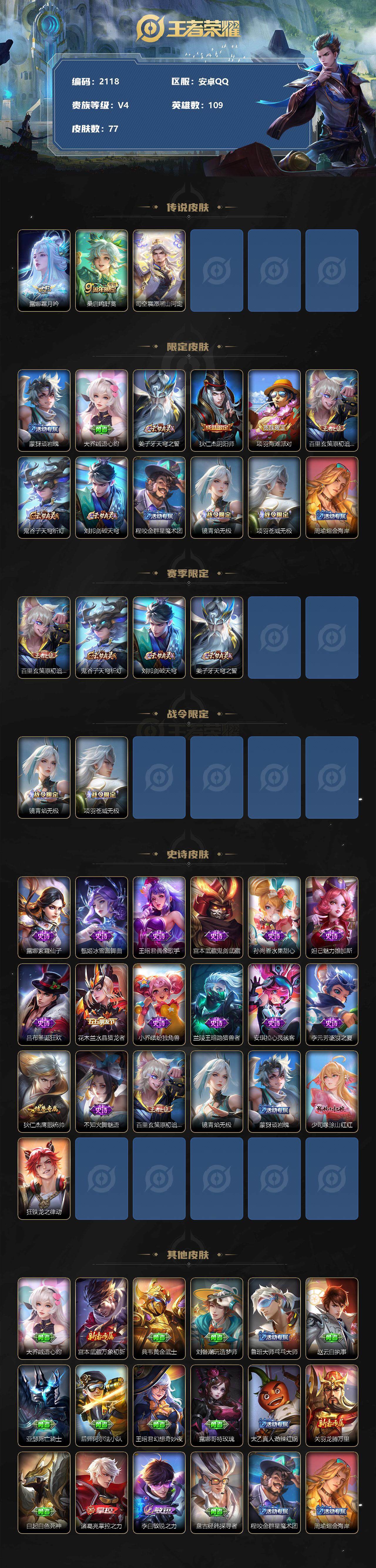 WZJZ3182719王者荣耀账号详情图2 WZJZ3182719王者荣耀账号详情图2