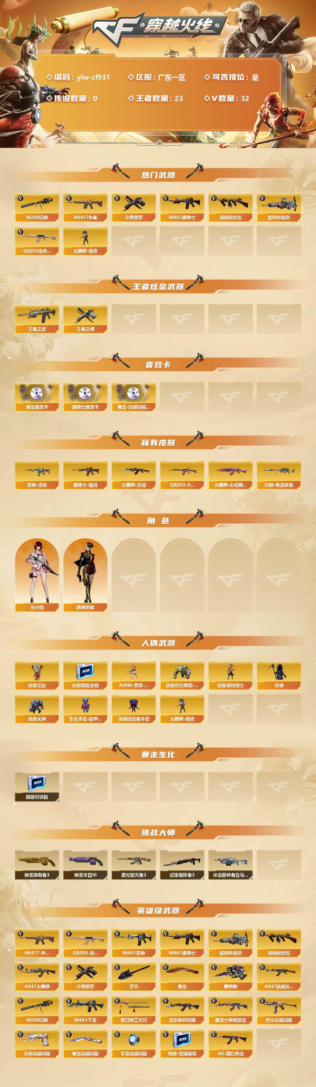 CFLX317722穿越火线账号详情图2 CFLX317722穿越火线账号详情图2
