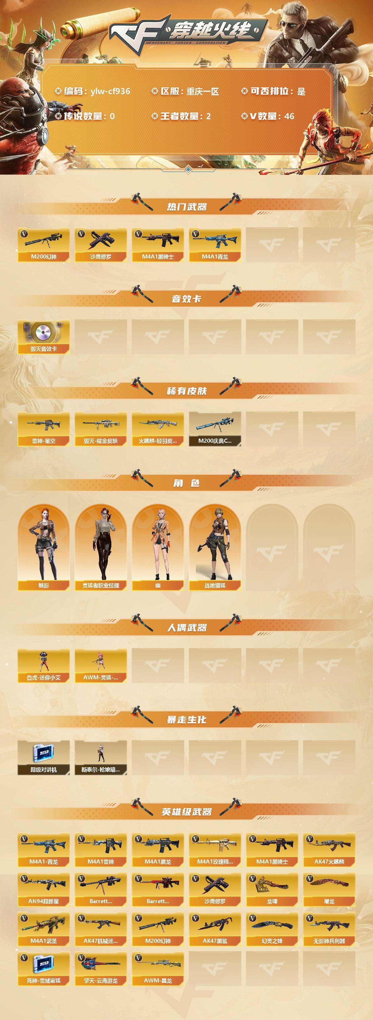 CFLX317731穿越火线账号详情图2 CFLX317731穿越火线账号详情图2