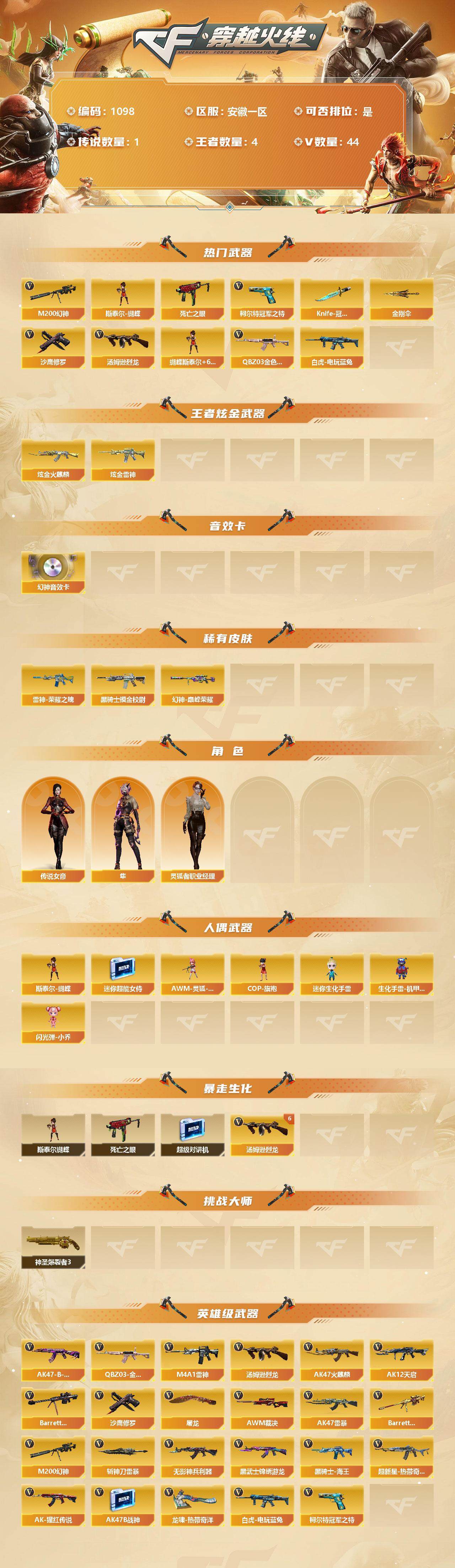CFSSW318270穿越火线账号详情图2 CFSSW318270穿越火线账号详情图2