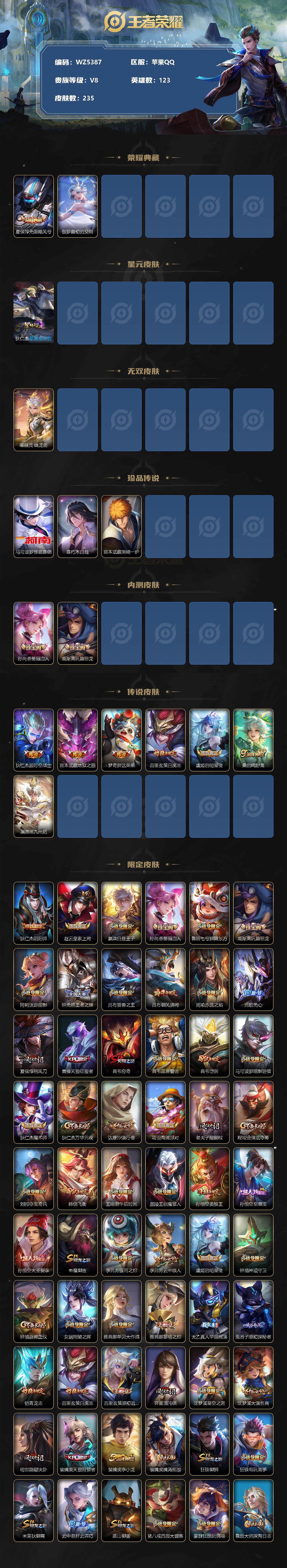 WZ033194828王者荣耀账号详情图2 WZ033194828王者荣耀账号详情图2