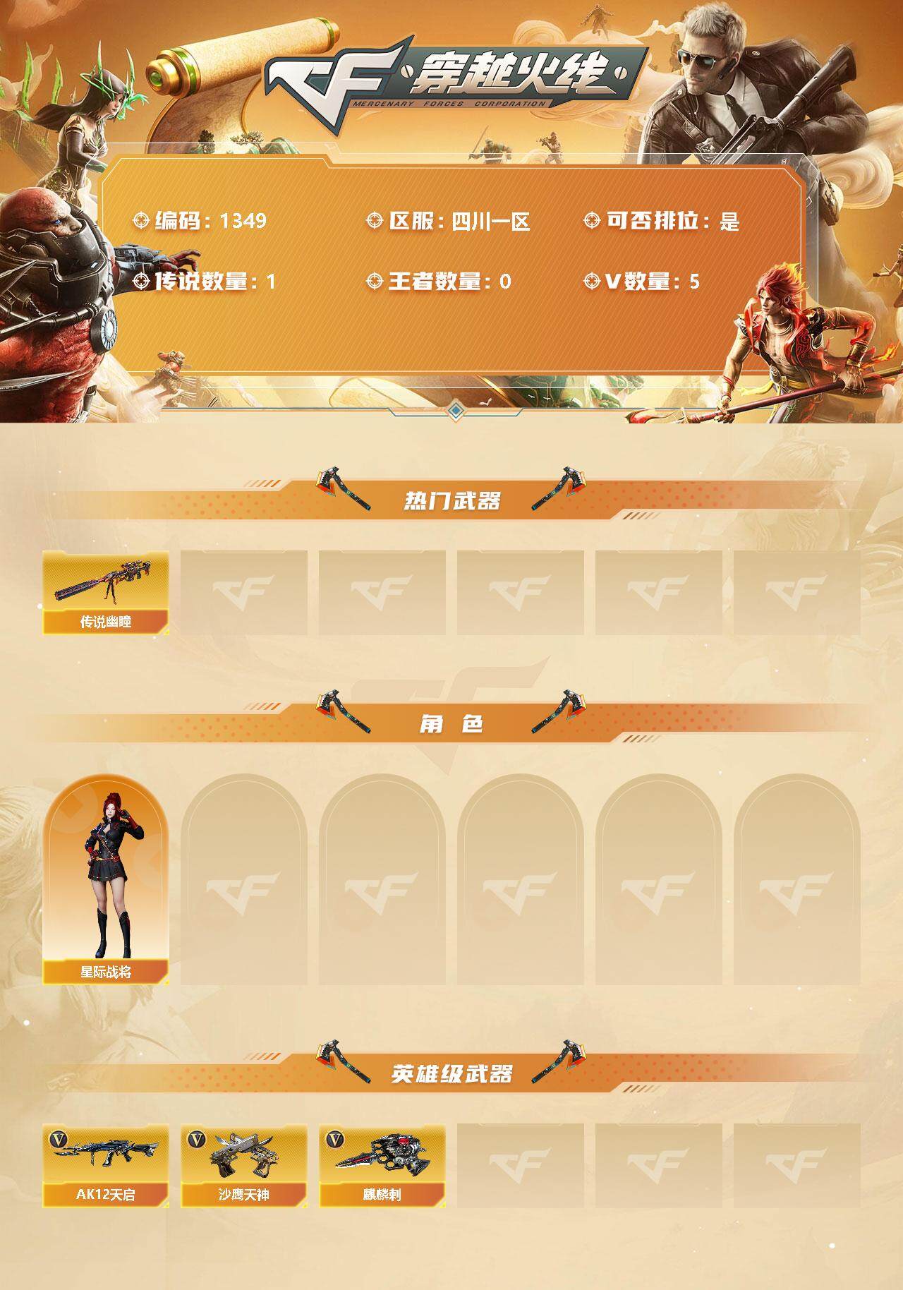 CFLX319598穿越火线账号详情图2 CFLX319598穿越火线账号详情图2