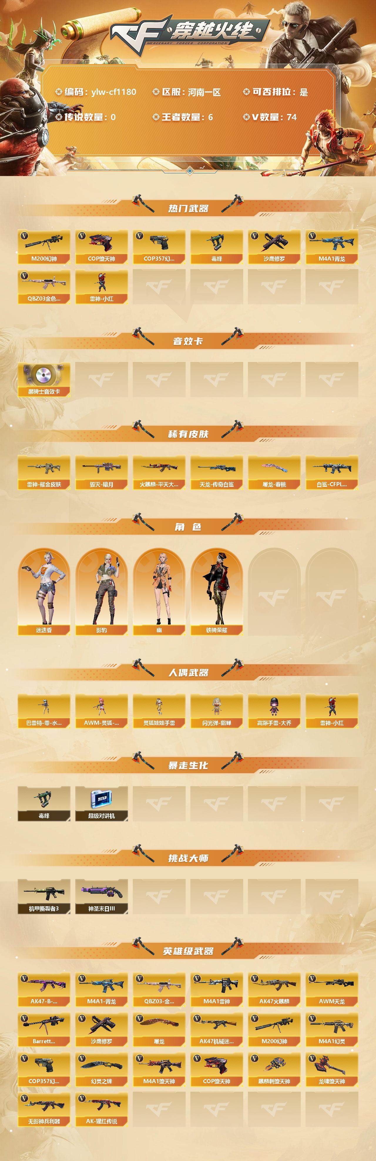 CFLX319856穿越火线账号详情图2