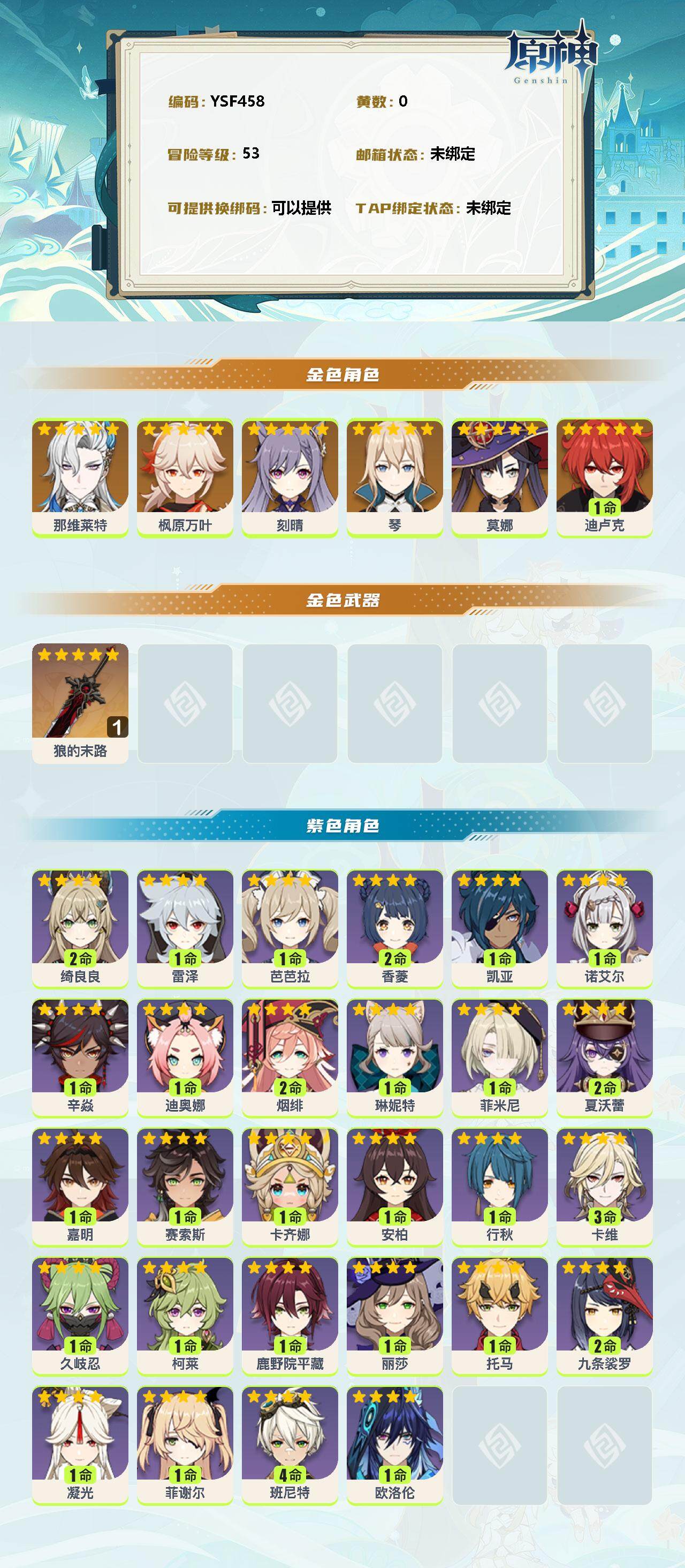 YSEY35934原神账号详情图2 YSEY35934原神账号详情图2