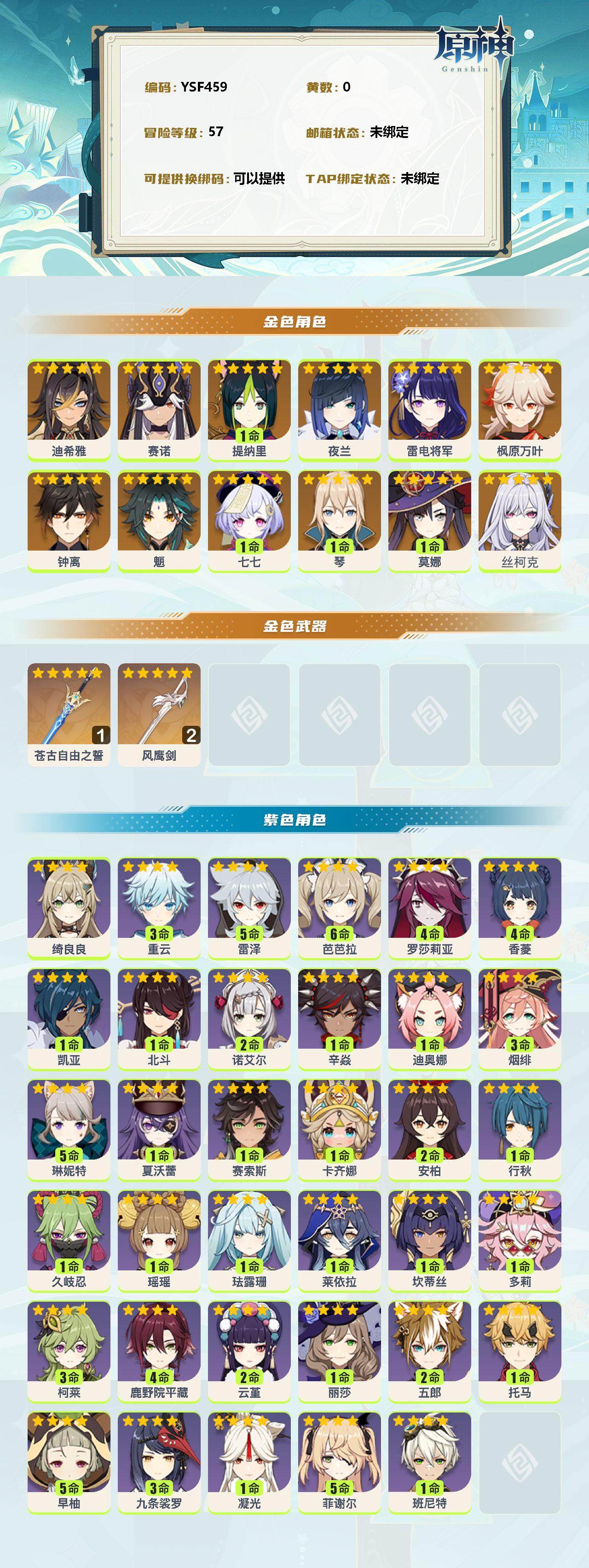 YSEY35933原神账号详情图2 YSEY35933原神账号详情图2