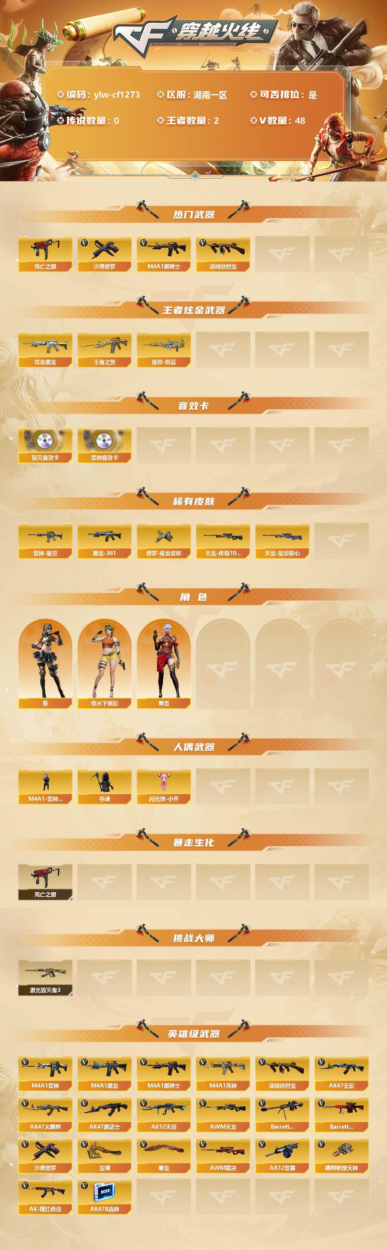 CFLX320167穿越火线账号详情图2 CFLX320167穿越火线账号详情图2